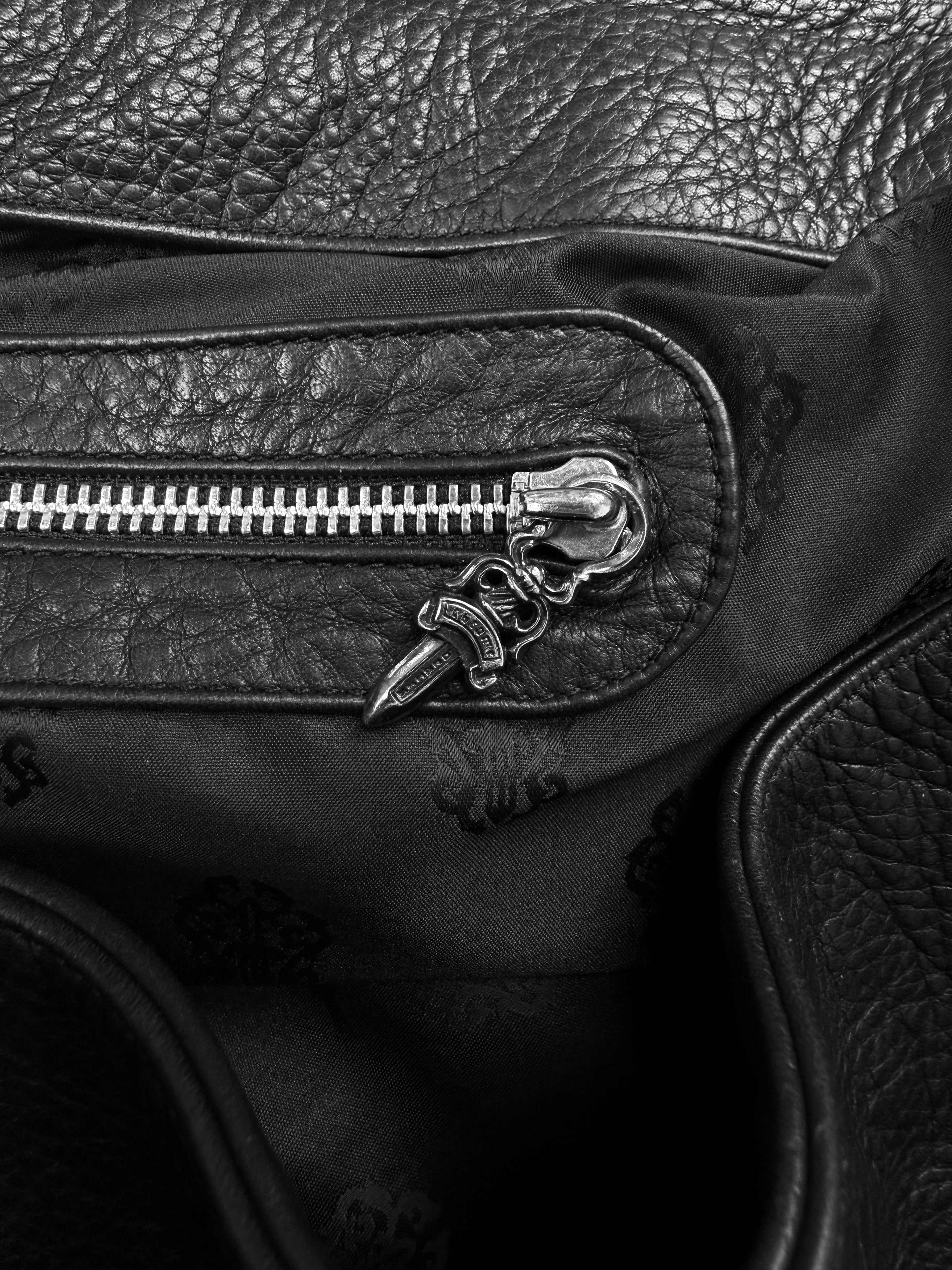 2004 Chrome Hearts Triple Celtic Roller XL Black Leather Messenger Bag