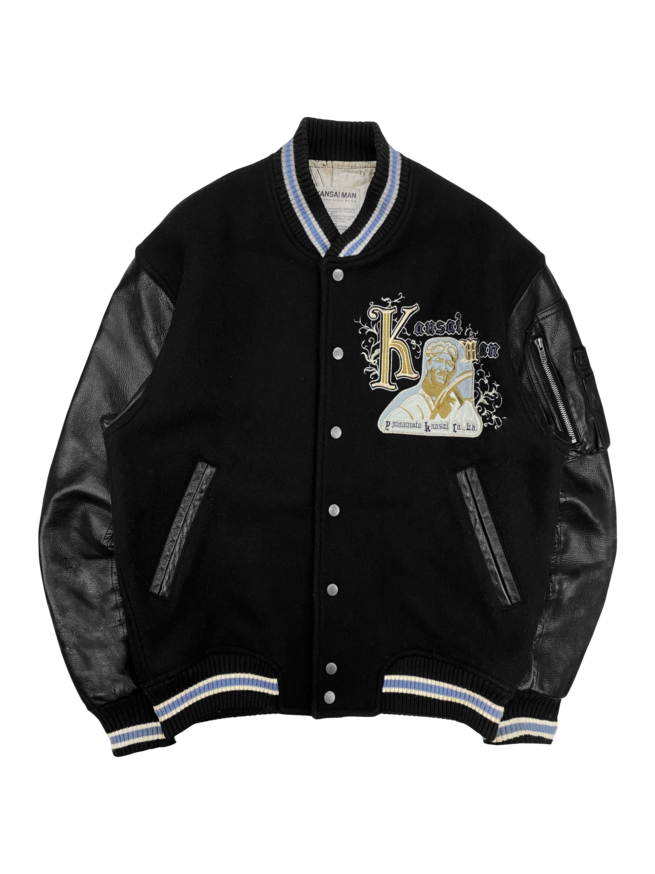 90s Kansai Yamamoto ‘SS100’ Leather Embroidered Varsity Jacket