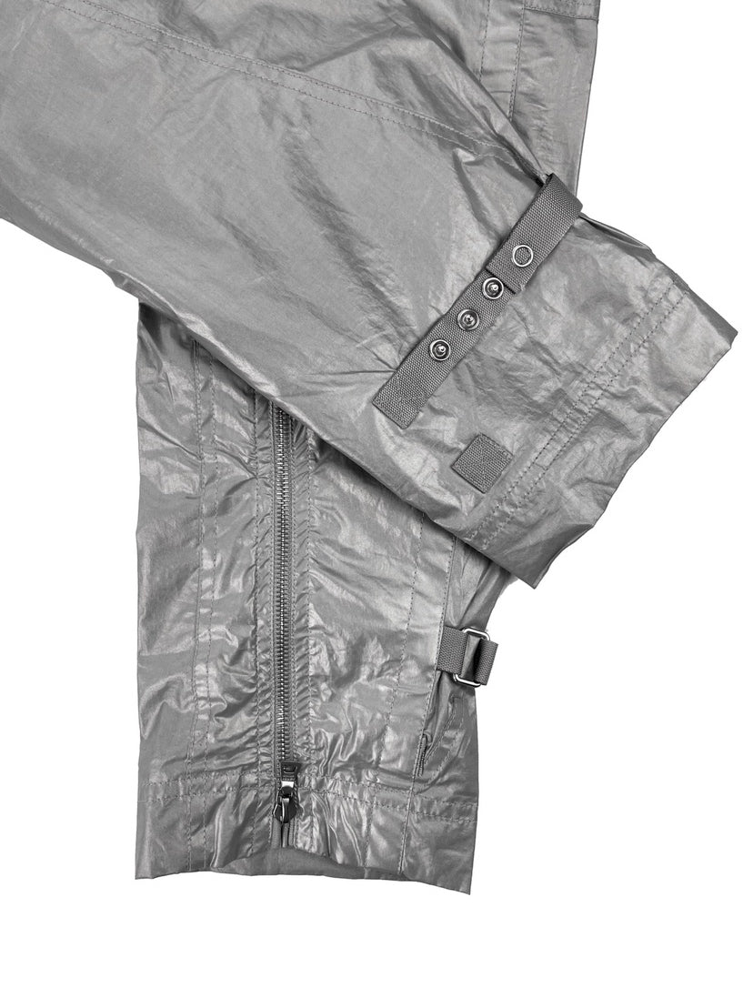 FW99 Prada Astro Cargo Aviator Belted Bondage Silver Pants