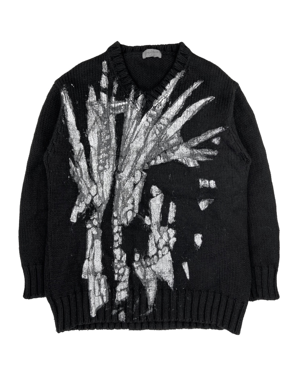 AW04 Yohji Yamamoto Hand Painted Heavy Weave Abstract Knitted Sweater