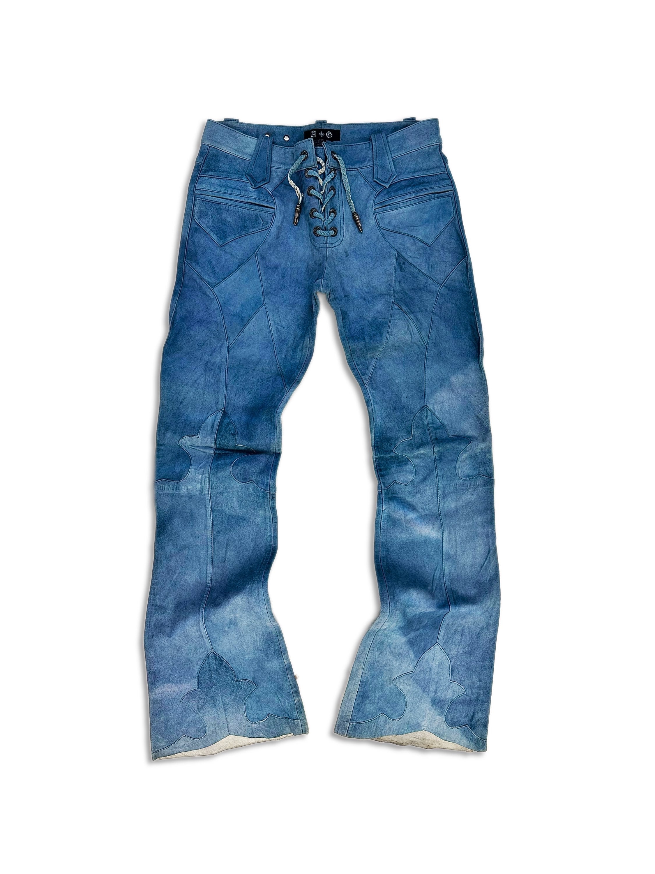 00s A&amp;G Rock ‘n Roll Couture ‘Floury Cross’ Laced Suede Pants