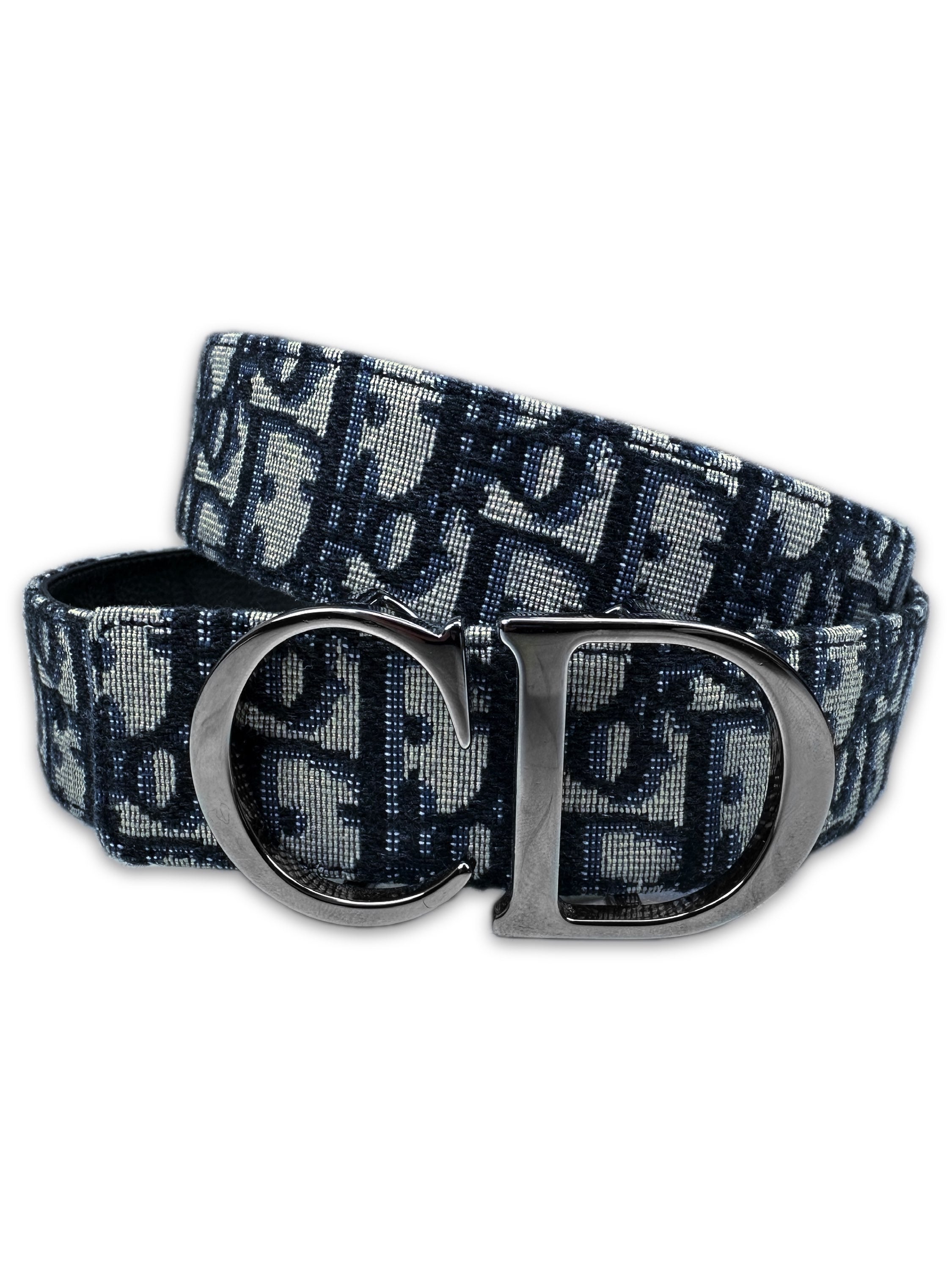 Dior ‘CD’ Buckle Oblique Trotter Monogram Leather Belt
