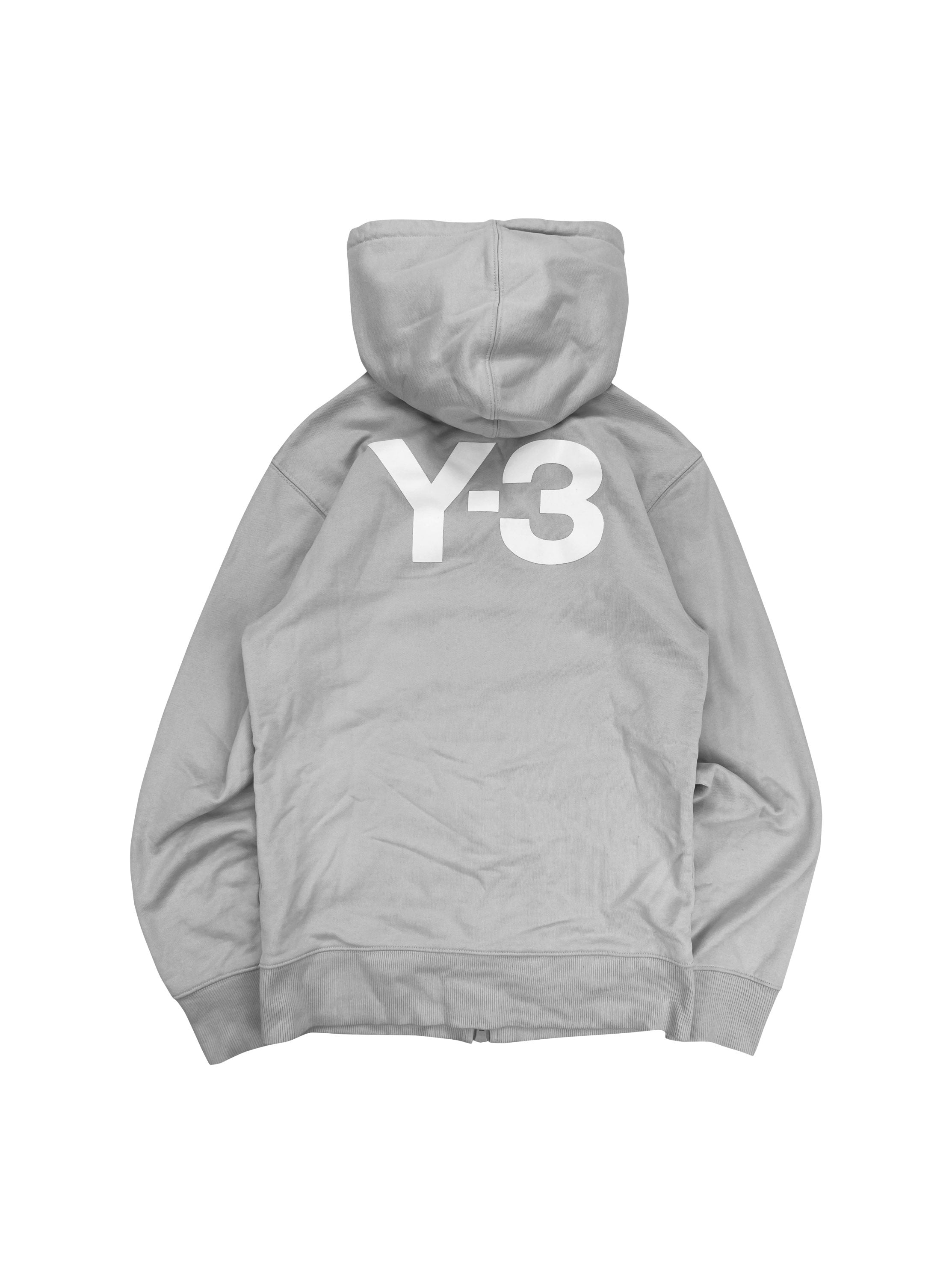 Y-3 Yohji Yamamoto x Adidas Heather Grey Full-zip Logo Hoodie