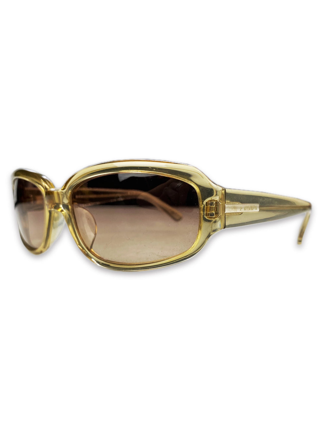 00s Prada Transparent Logo Rounded Gradient Tint Sunglasses