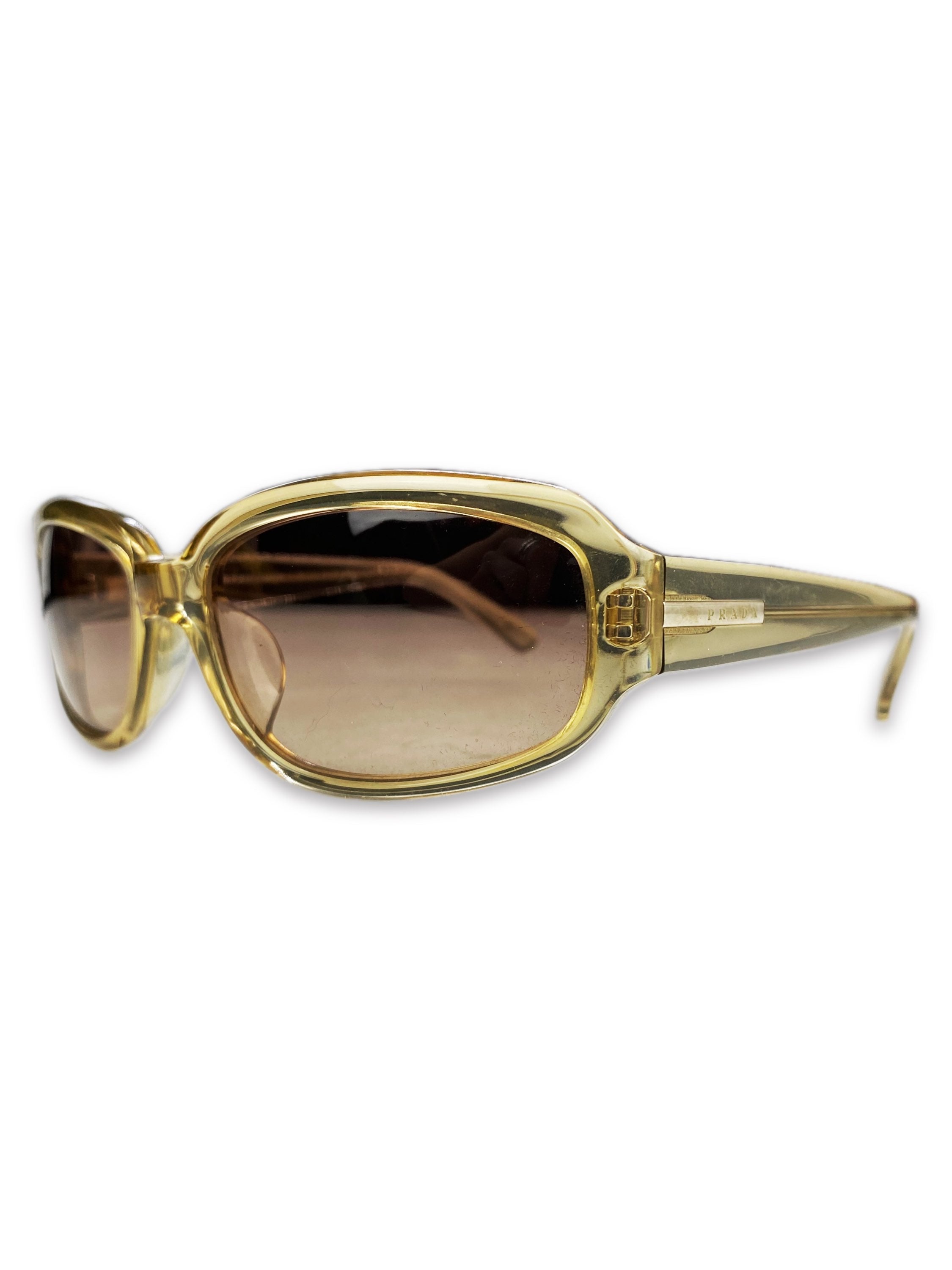 00s Prada Transparent Logo Rounded Gradient Tint Sunglasses