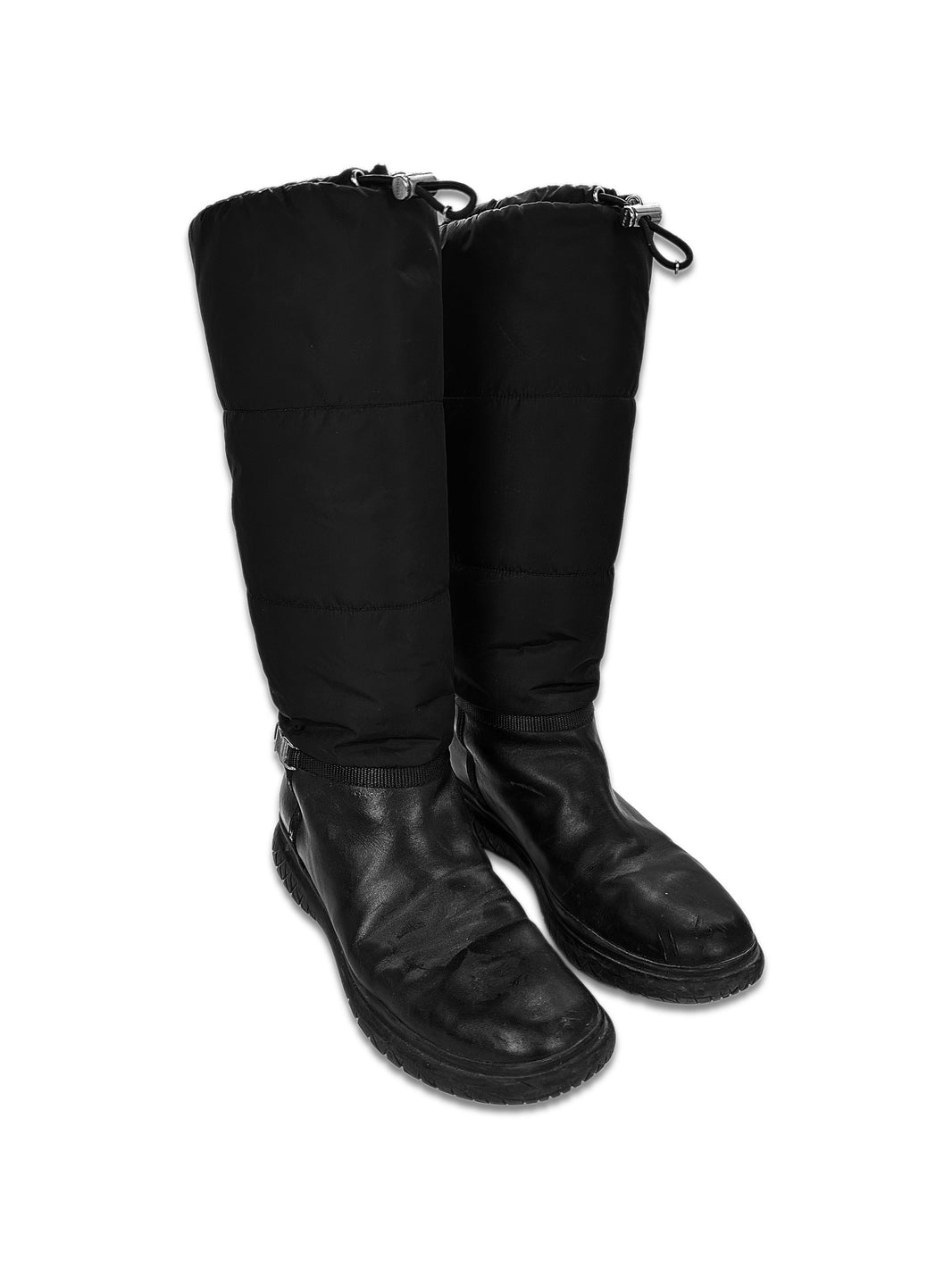 00s Prada Sport Black Nylon Leather Snow Boots