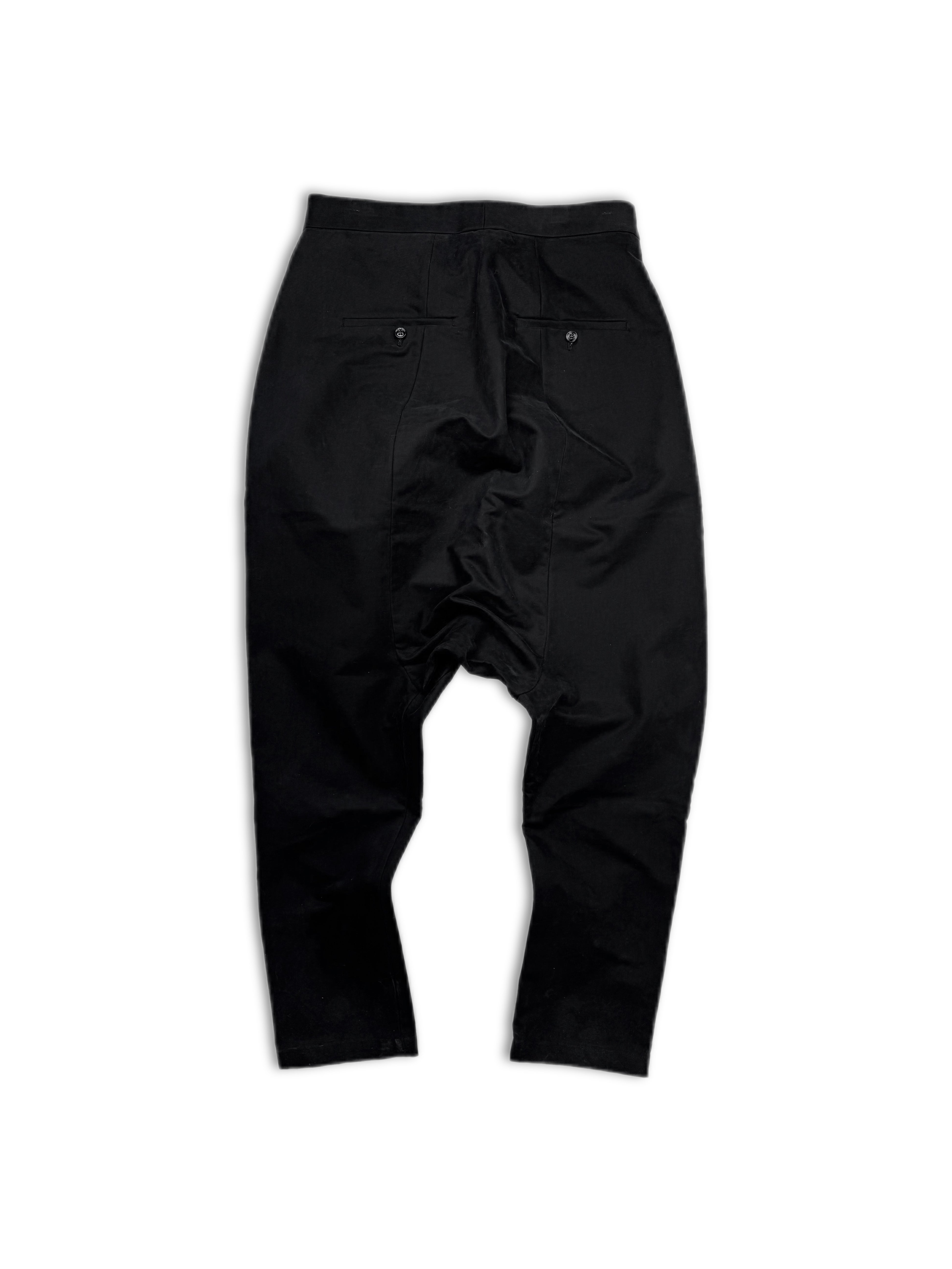 Rick Owens Asymmetric Pleated Black Drop Crotch Pants