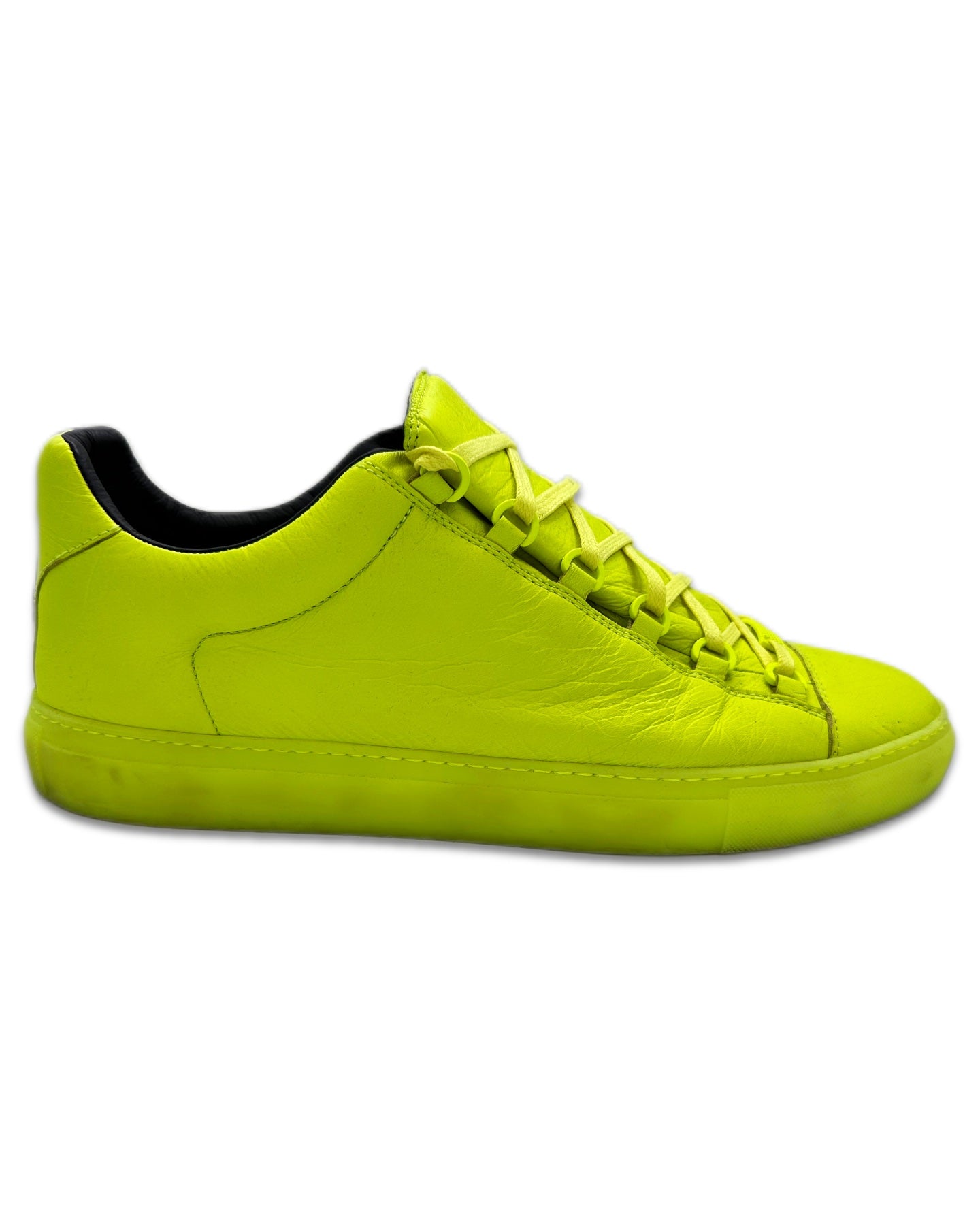 Balenciaga ‘Arena’ Neon Green Low-top Leather Sneakers