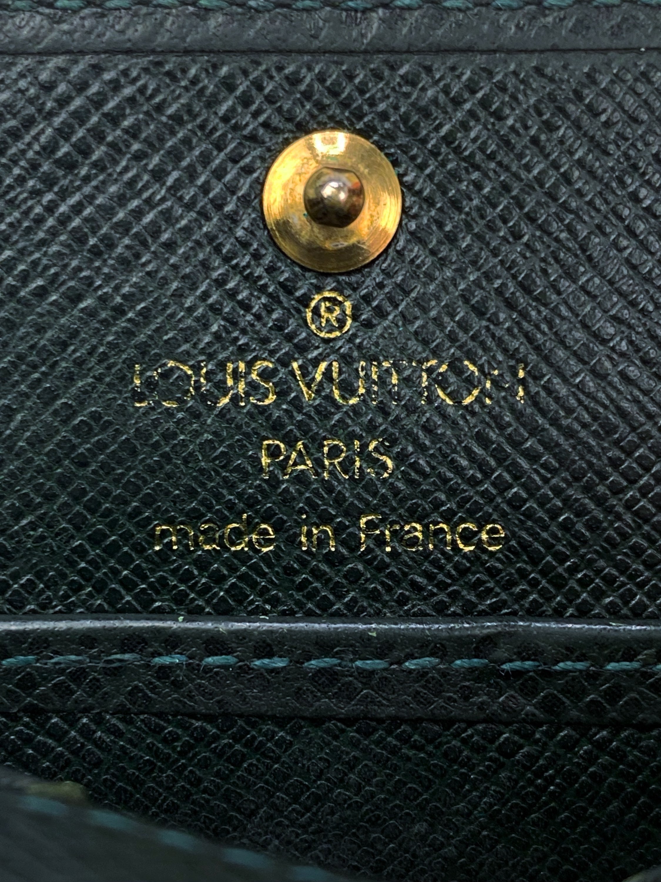 Louis Vuitton Embossed LV Logo Dark Green Coin Pouch