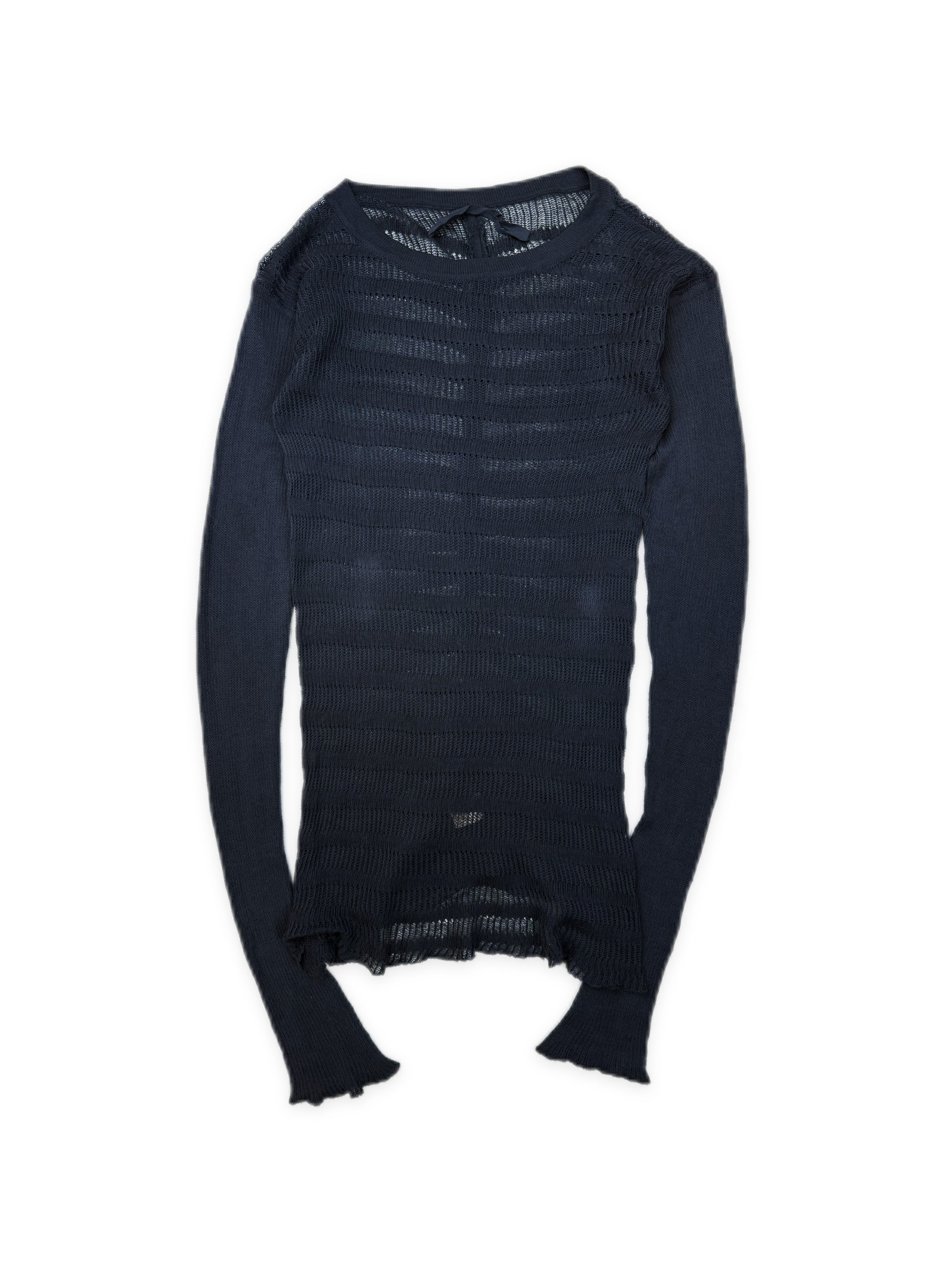 AW06 Rick Owens ‘Dustulator’ Fish Net Ribbed Long Sleeve Knit Sweater