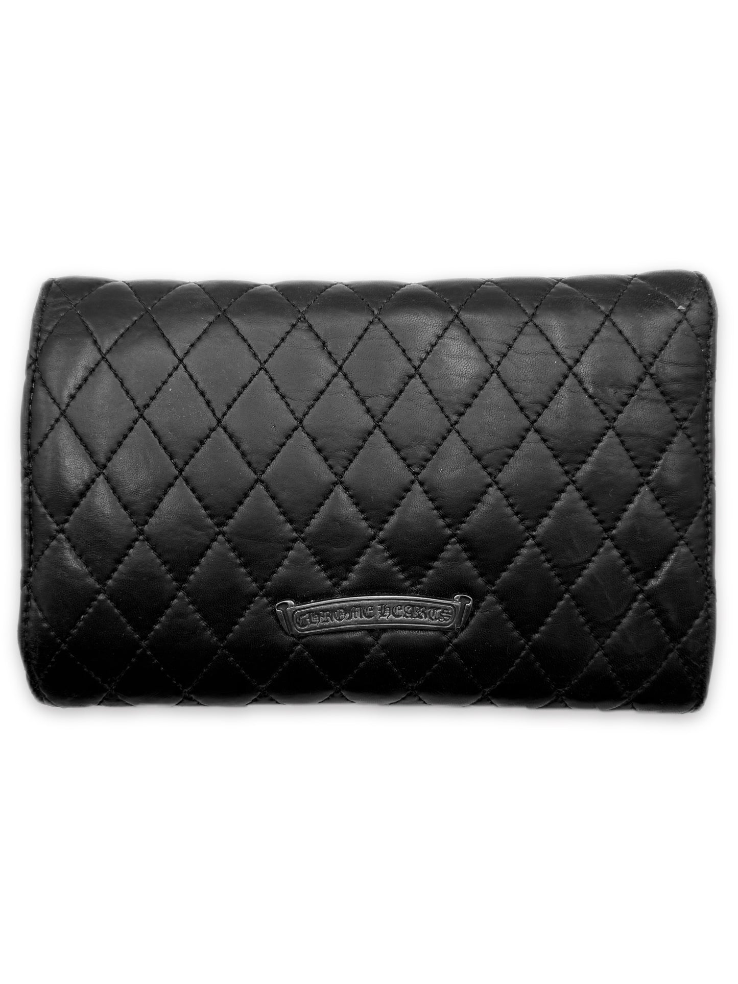 Chrome Hearts ‘Wave4’ Quilted Leather Silver Cross Tri Fold Clutch Wallet