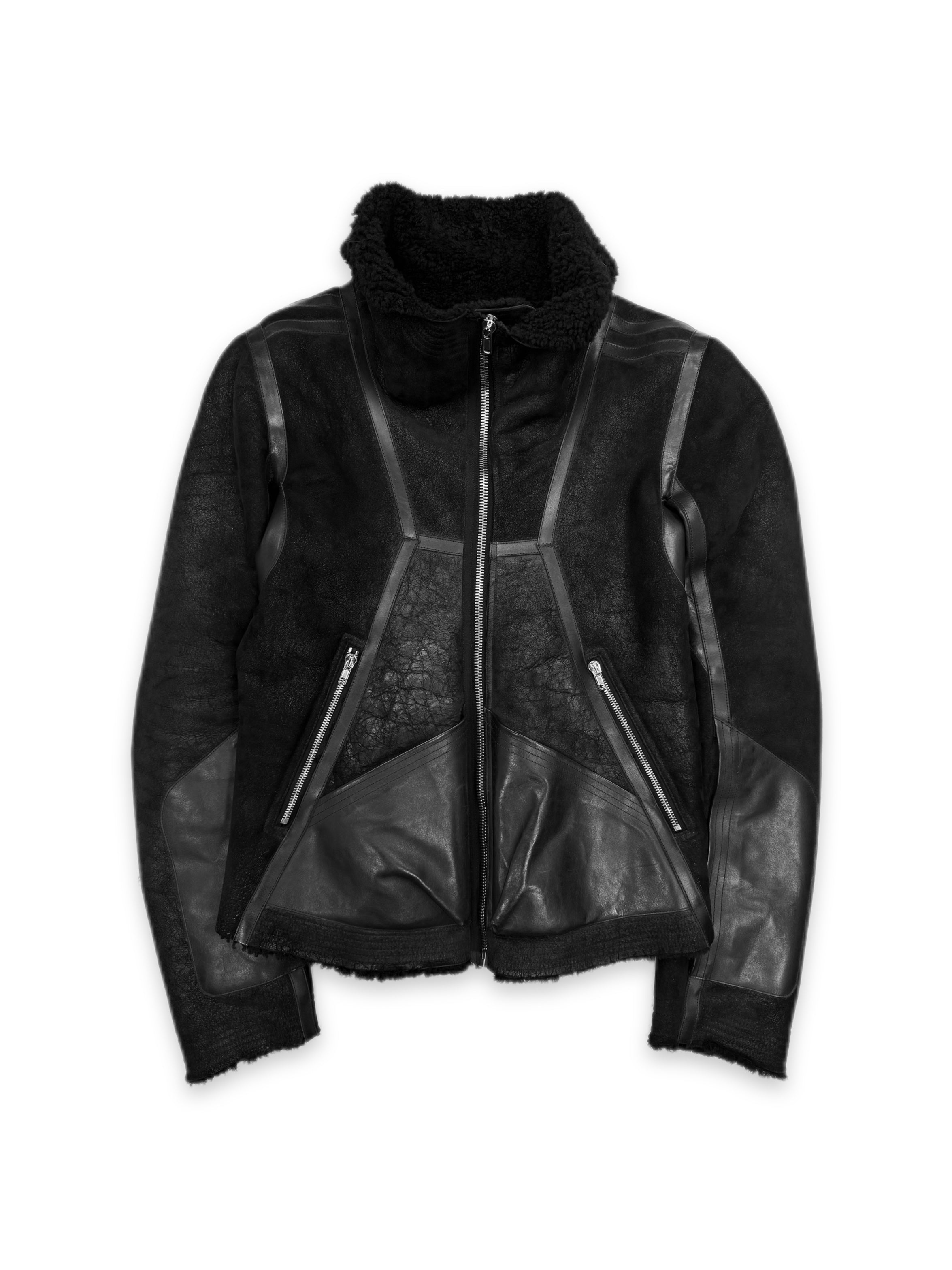 AW17 Rick Owens ‘Glitter’ Geo Shearling Leather Jacket