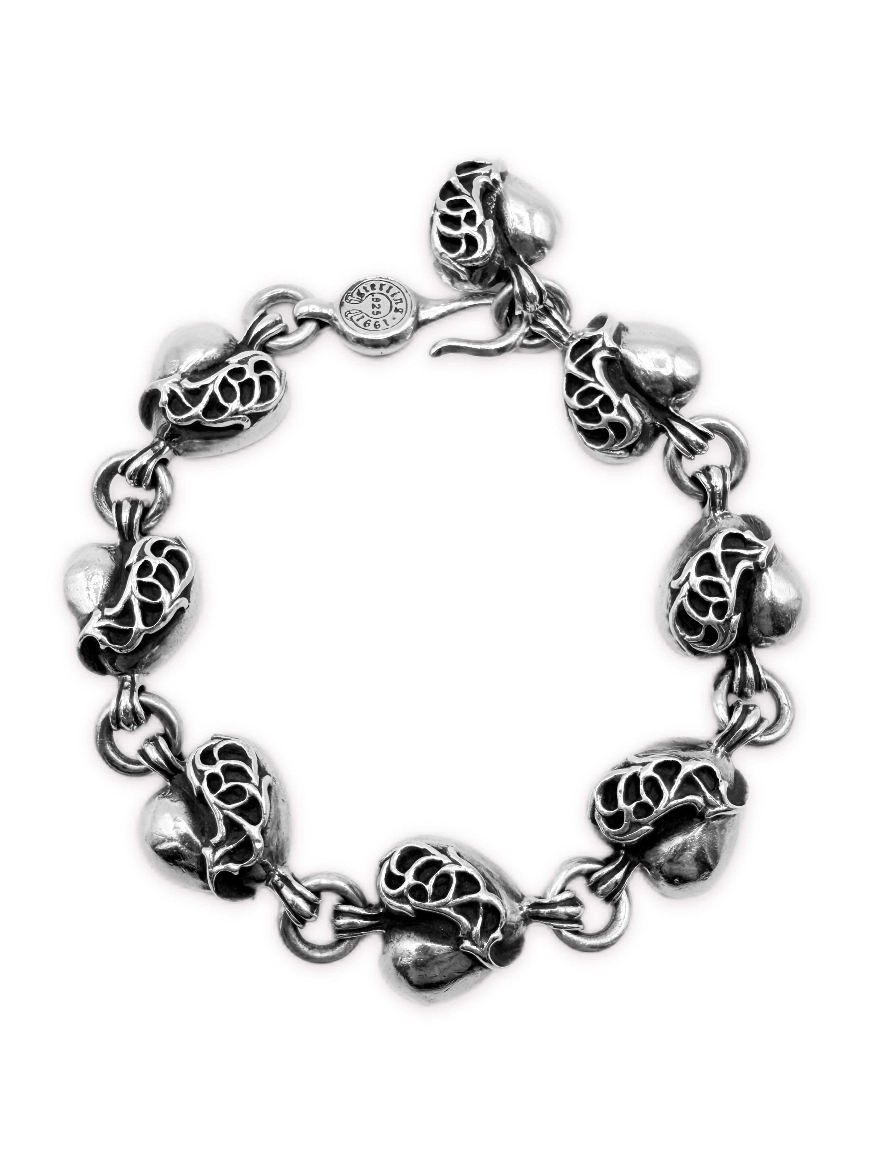 Chrome Hearts ‘Heart’ 8 Link .925 Silver Cut Out Bracelet