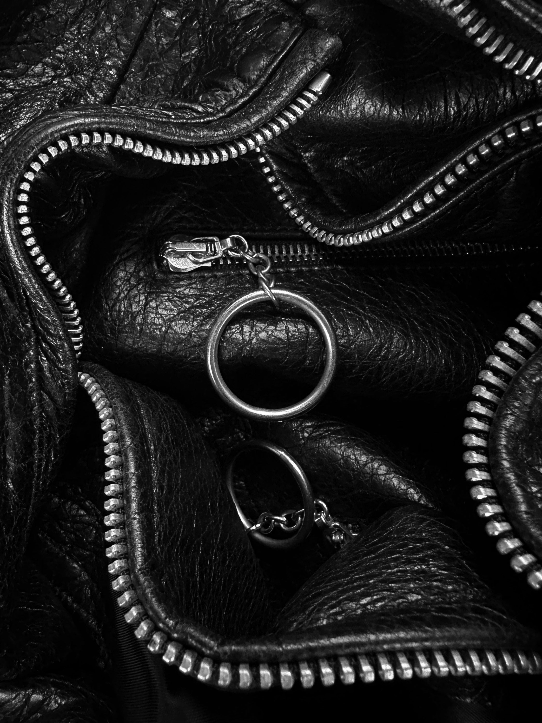 SS17 Balenciaga ‘Ring’ Black Blistered Leather Moto Jacket