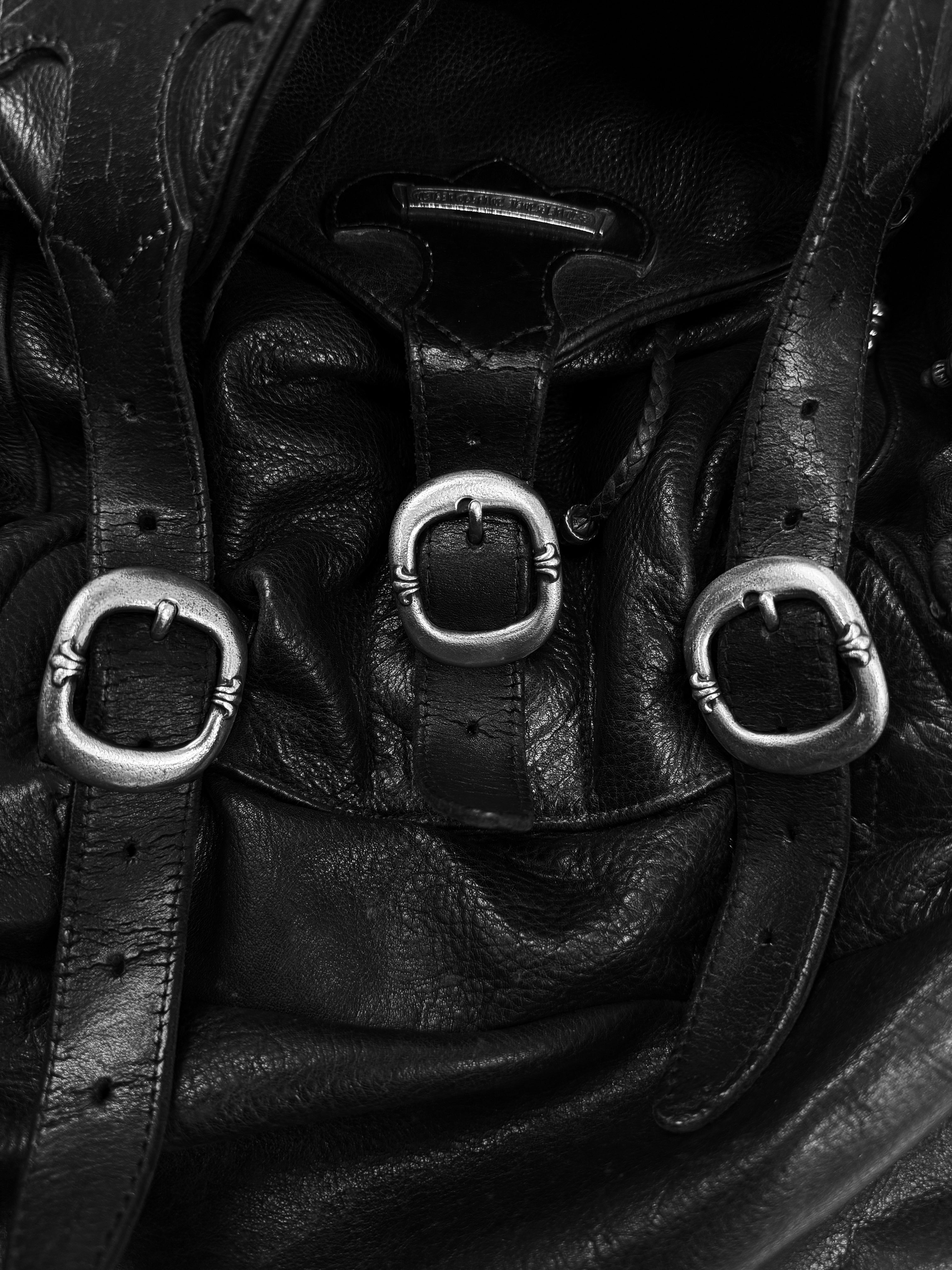 Chrome Hearts Filigree Cross Patch Gunslinger Leather Backpack
