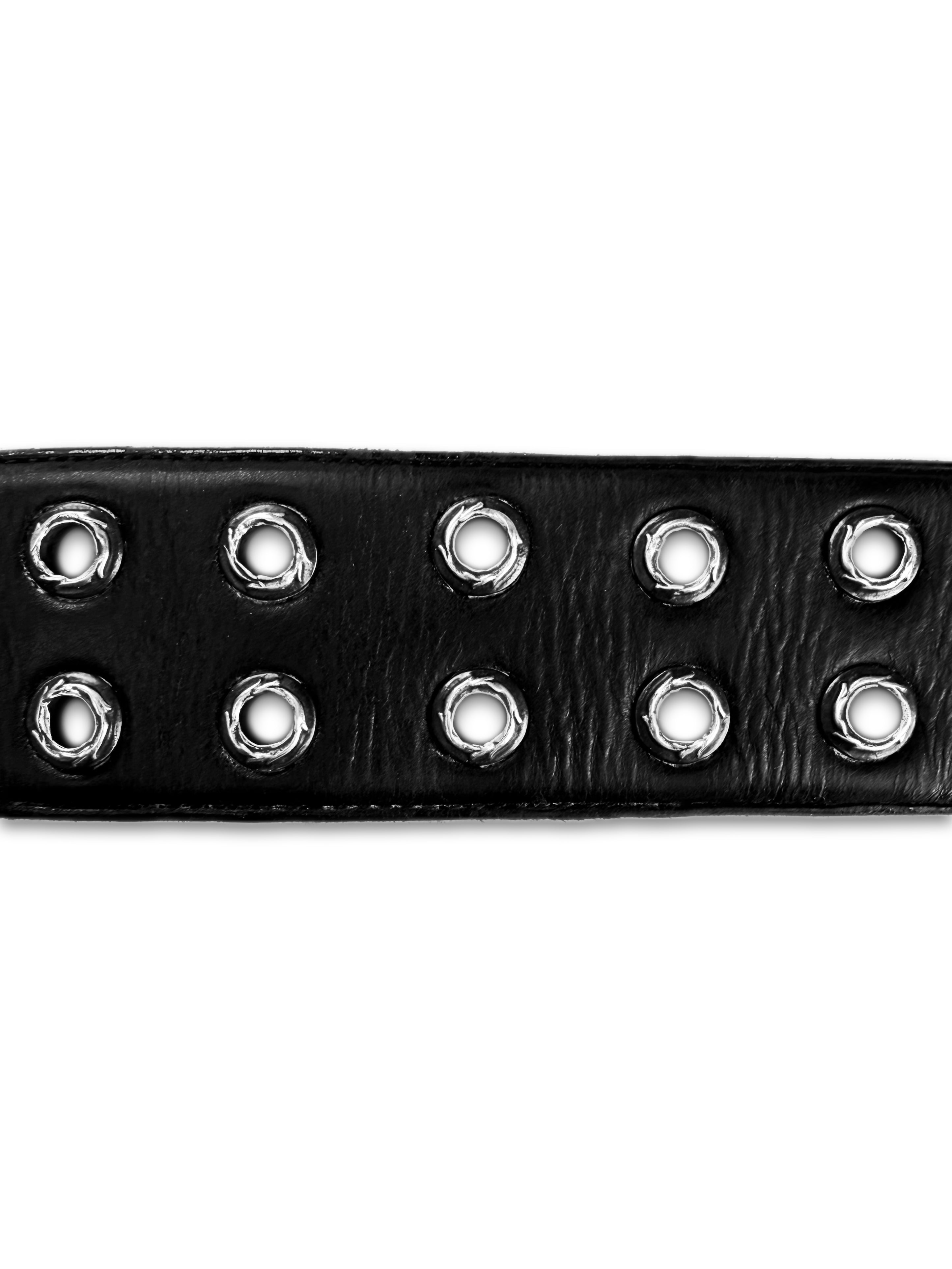 Chrome Hearts Double Roller Studded Eyelet .925 Silver Leather Belt