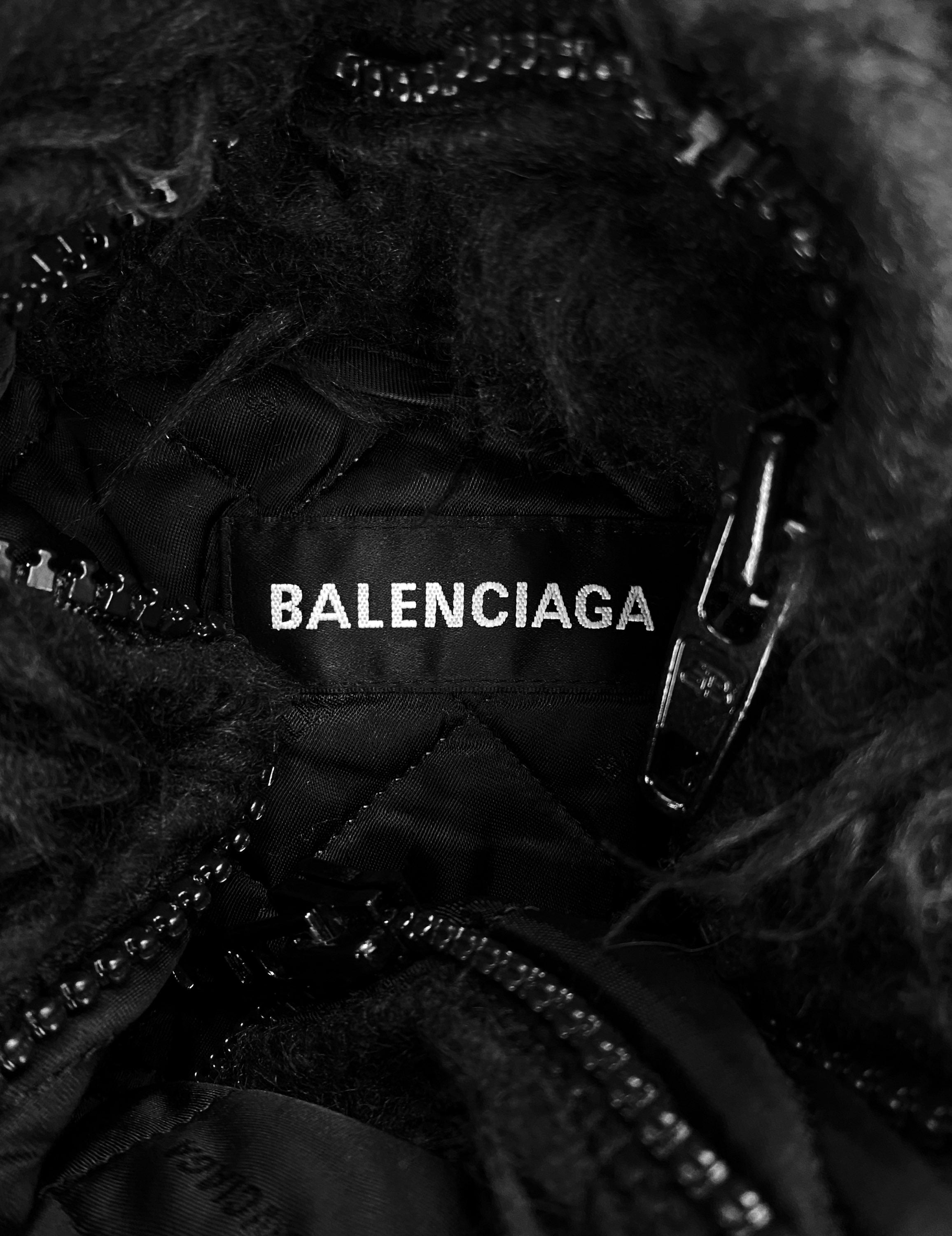 AW20 Balenciaga ‘Faux Fur’ Cropped High Neck Bomber Jacket