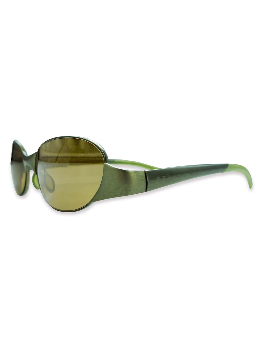 2000’s Prada Olive Green Metallic Matte Tinted Sunglasses