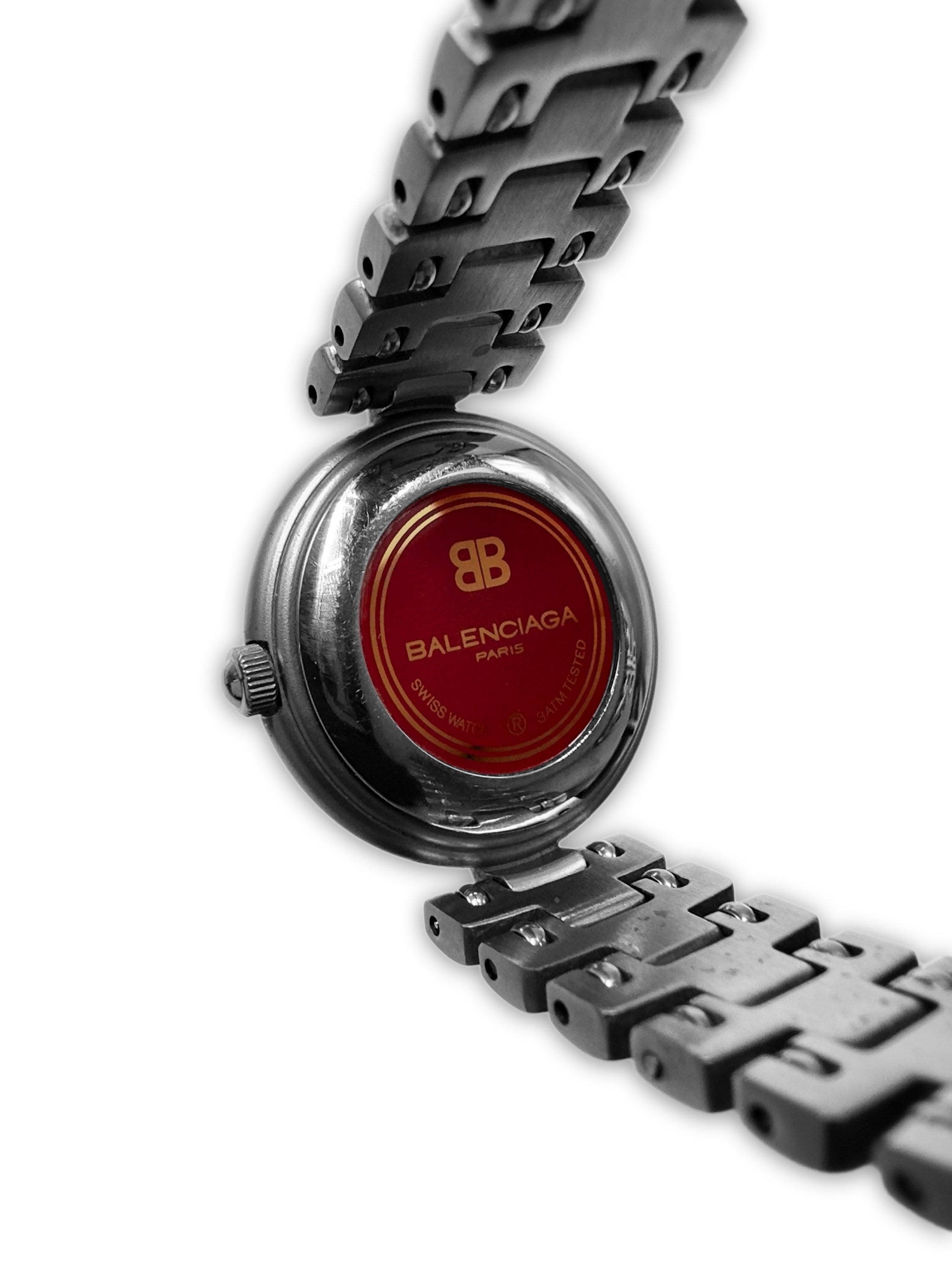 00s Balenciaga Paris Slate Face Silver Wrist Watch