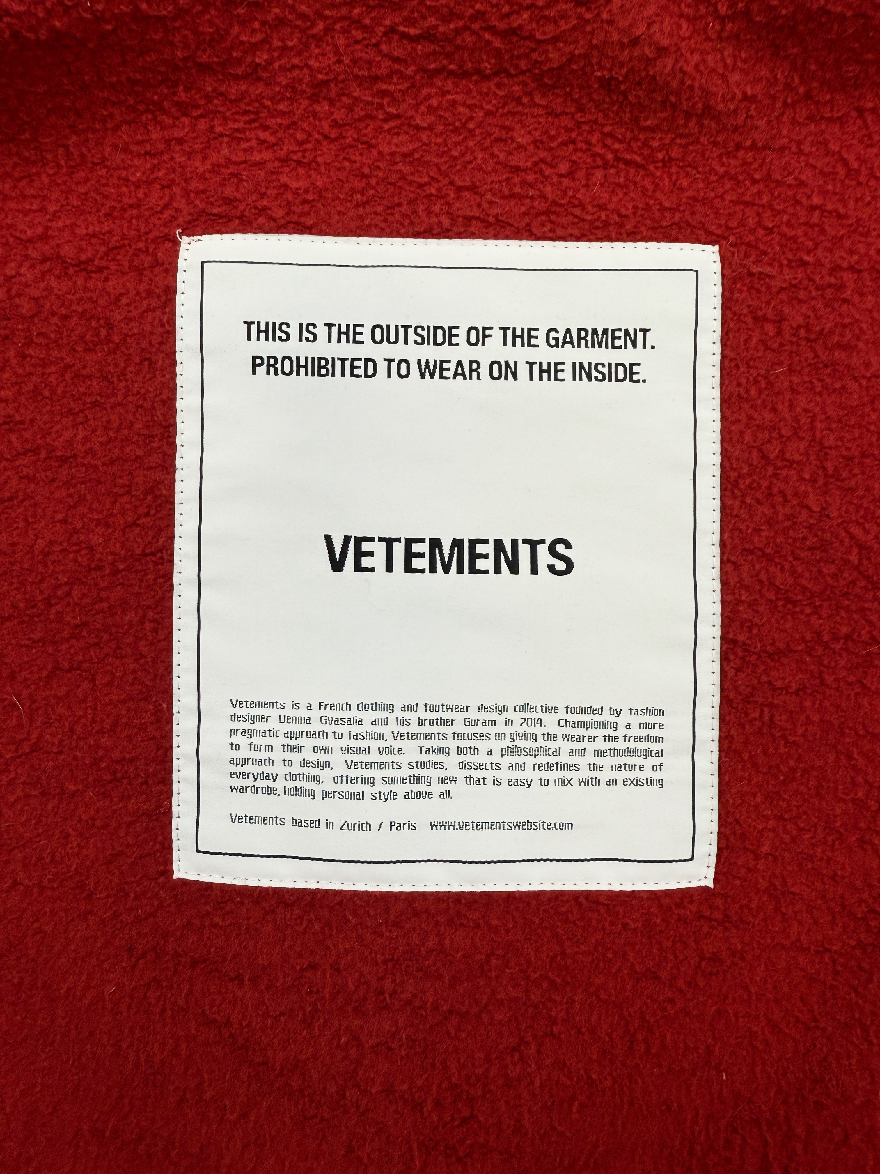 AW18 Vetements Inside Out Fleece Patch Logo Hoodie