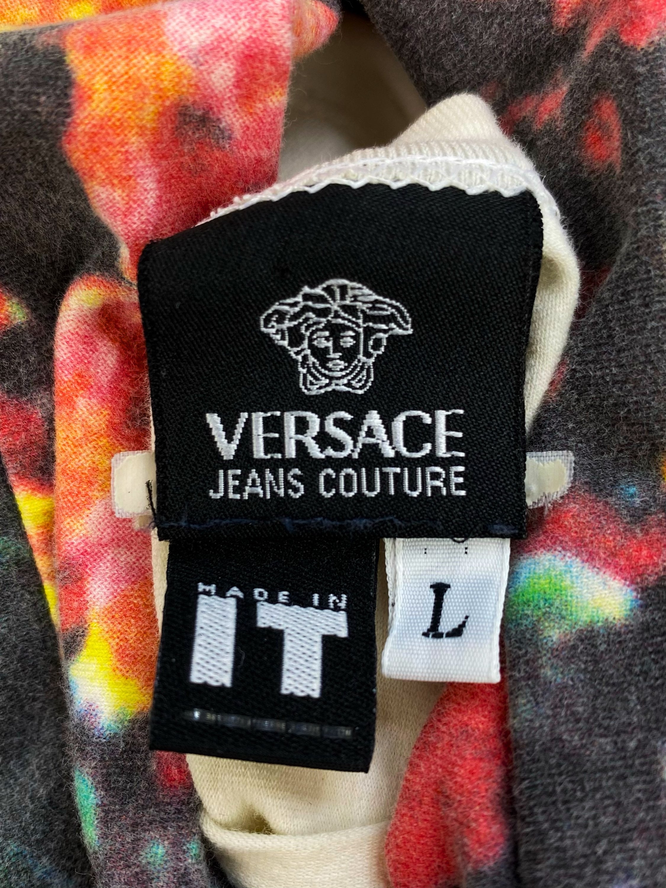 00s Versace Multi Colour Abstract Eye Graphic T-Shirt