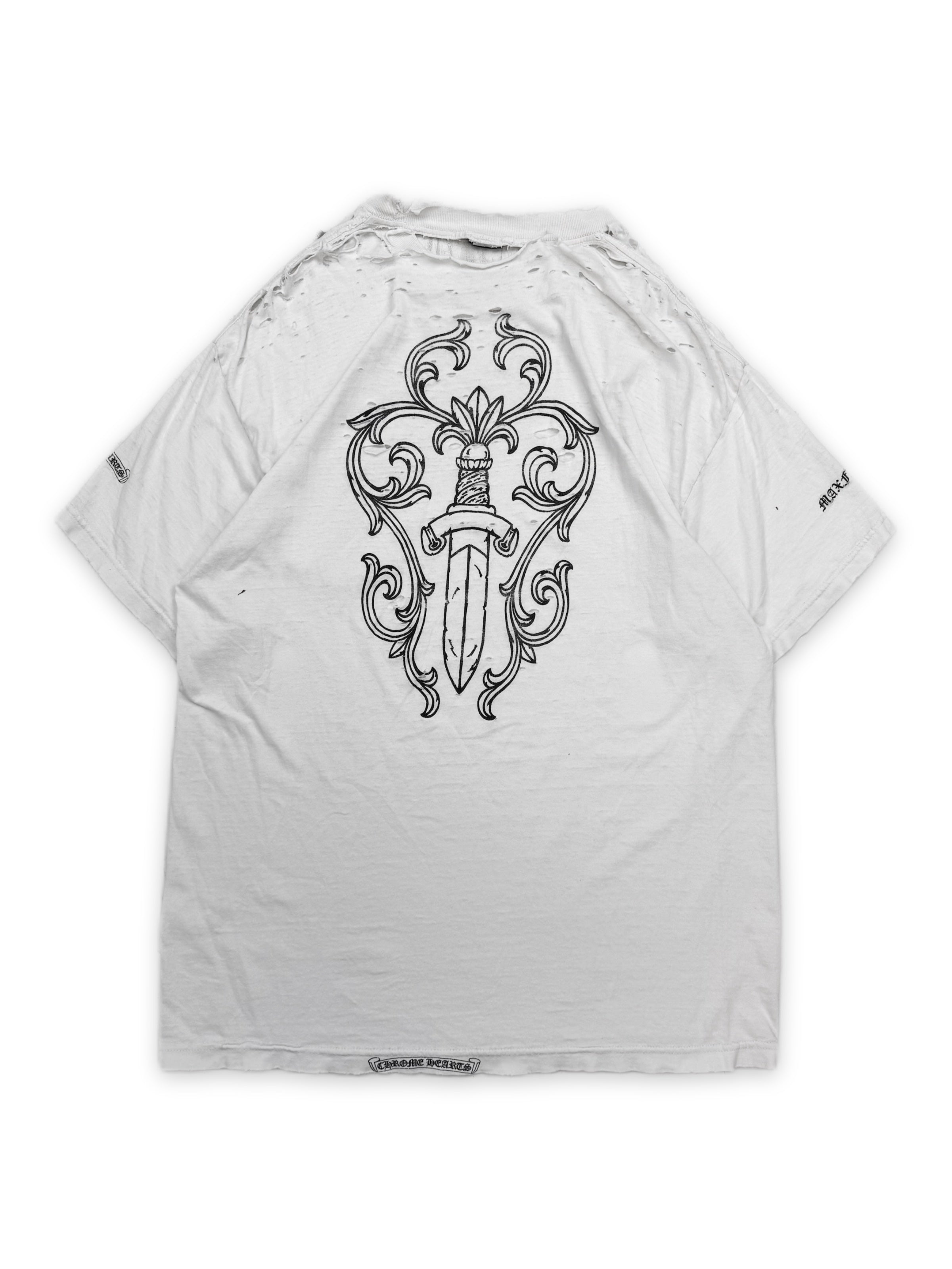 Chrome Hearts Maxfield Exclusive Thrashed Dagger Pocket T-Shirt