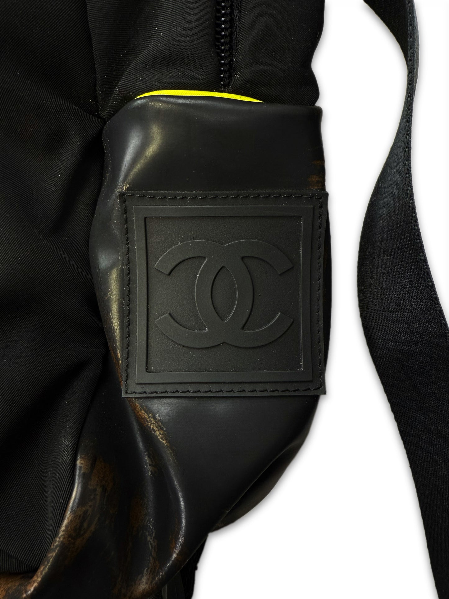 2005 Chanel Sport Neon Green Nylon Logo Backpack