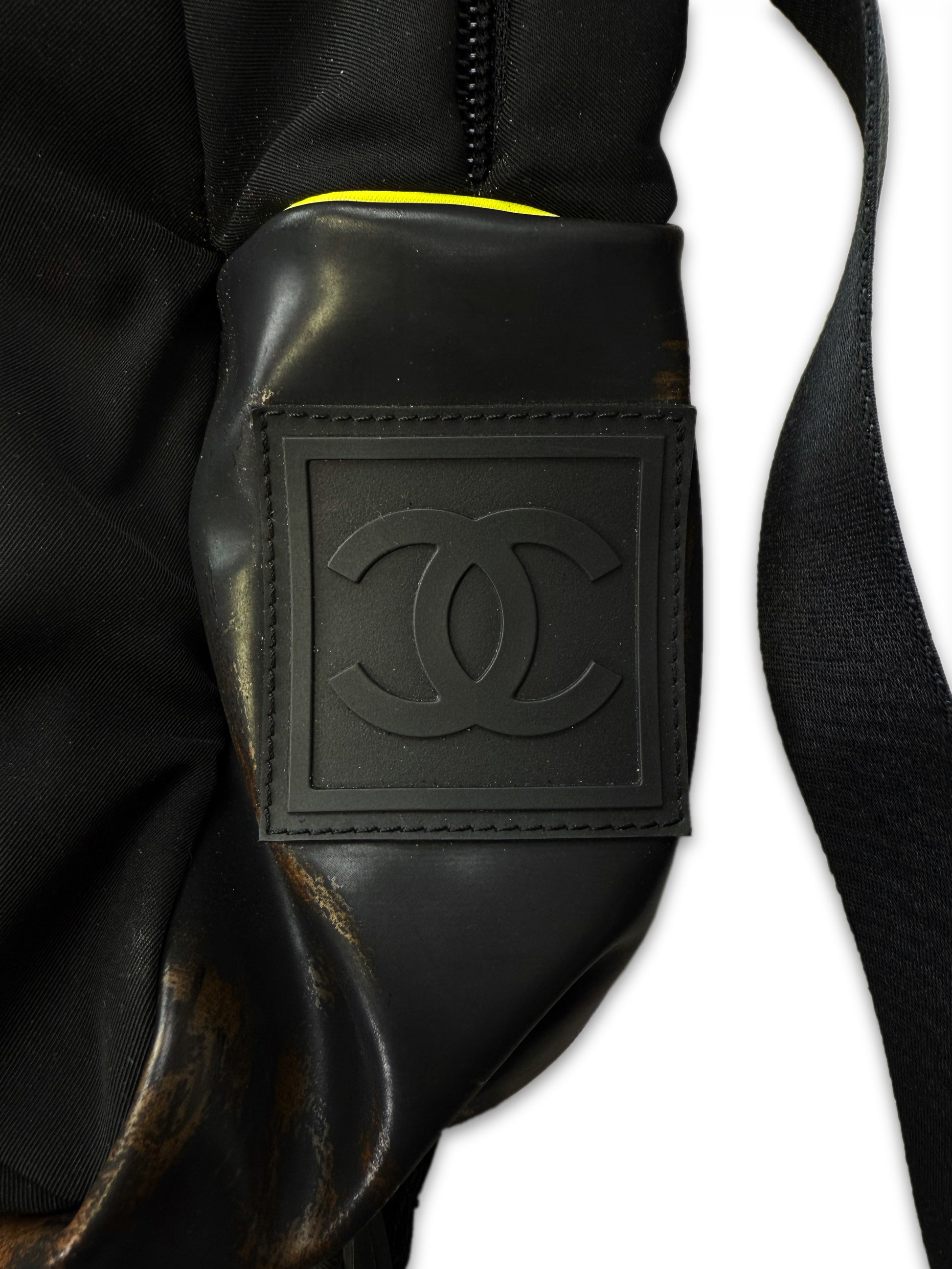 2005 Chanel Sport Neon Green Nylon Logo Backpack