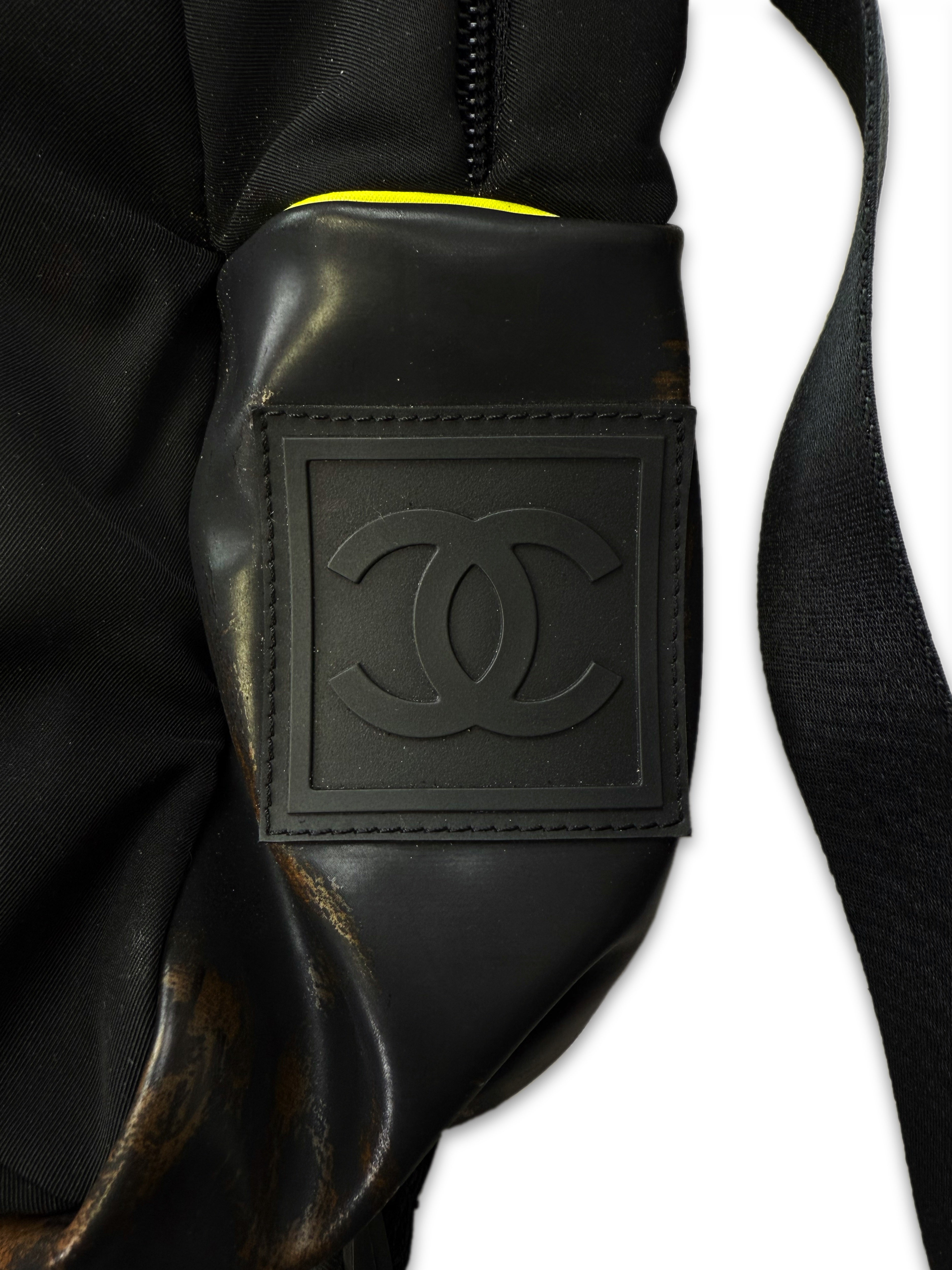 2005 Chanel Sport Neon Green Nylon Logo Backpack