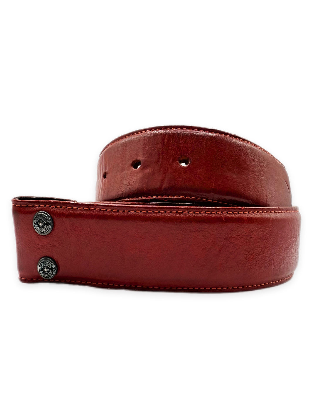 Chrome Hearts Dark Red .925 Silver Leather Belt Strap