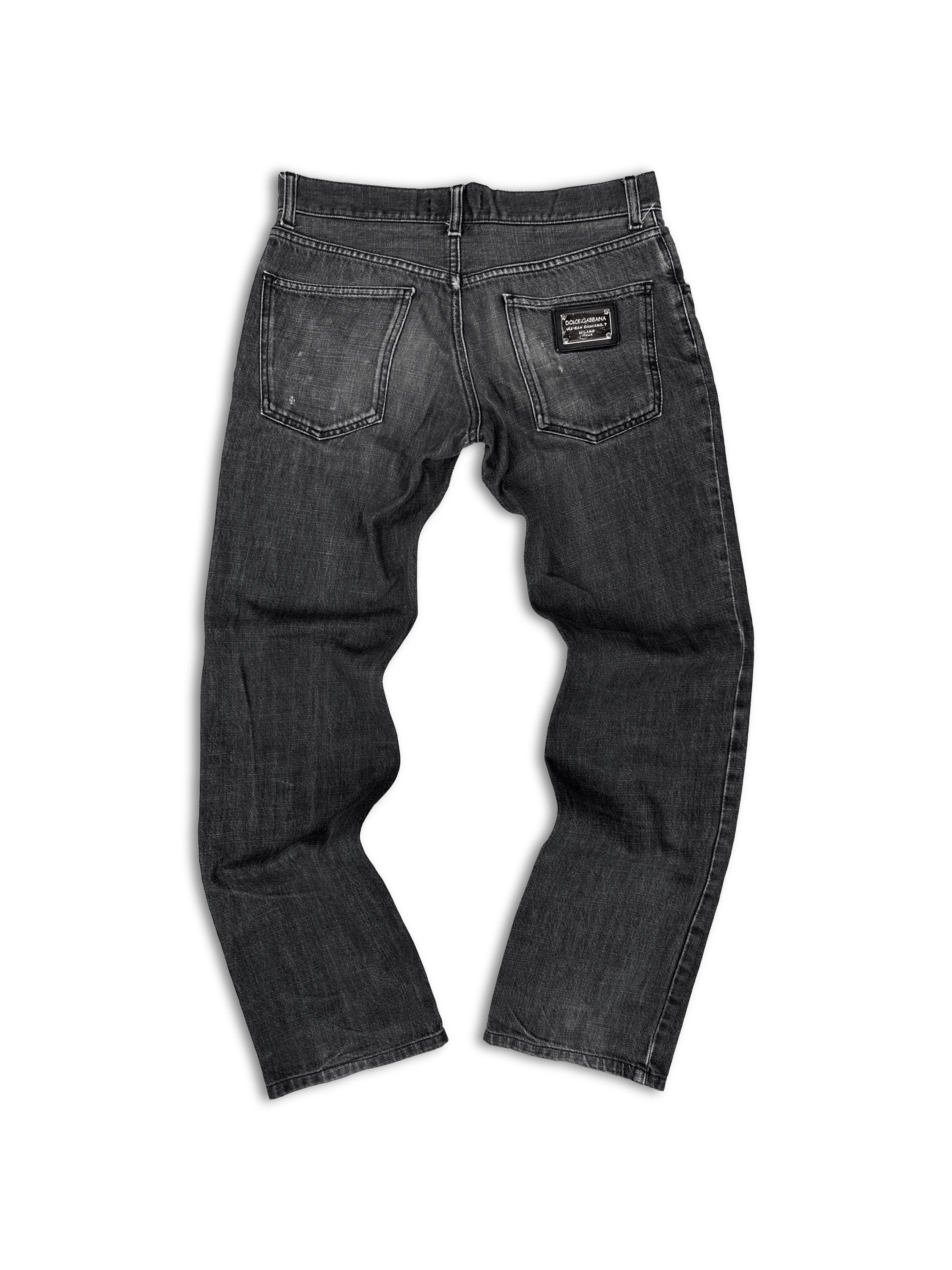 00s Dolce &amp; Gabbana Distressed Dark Wash Bootcut Denim