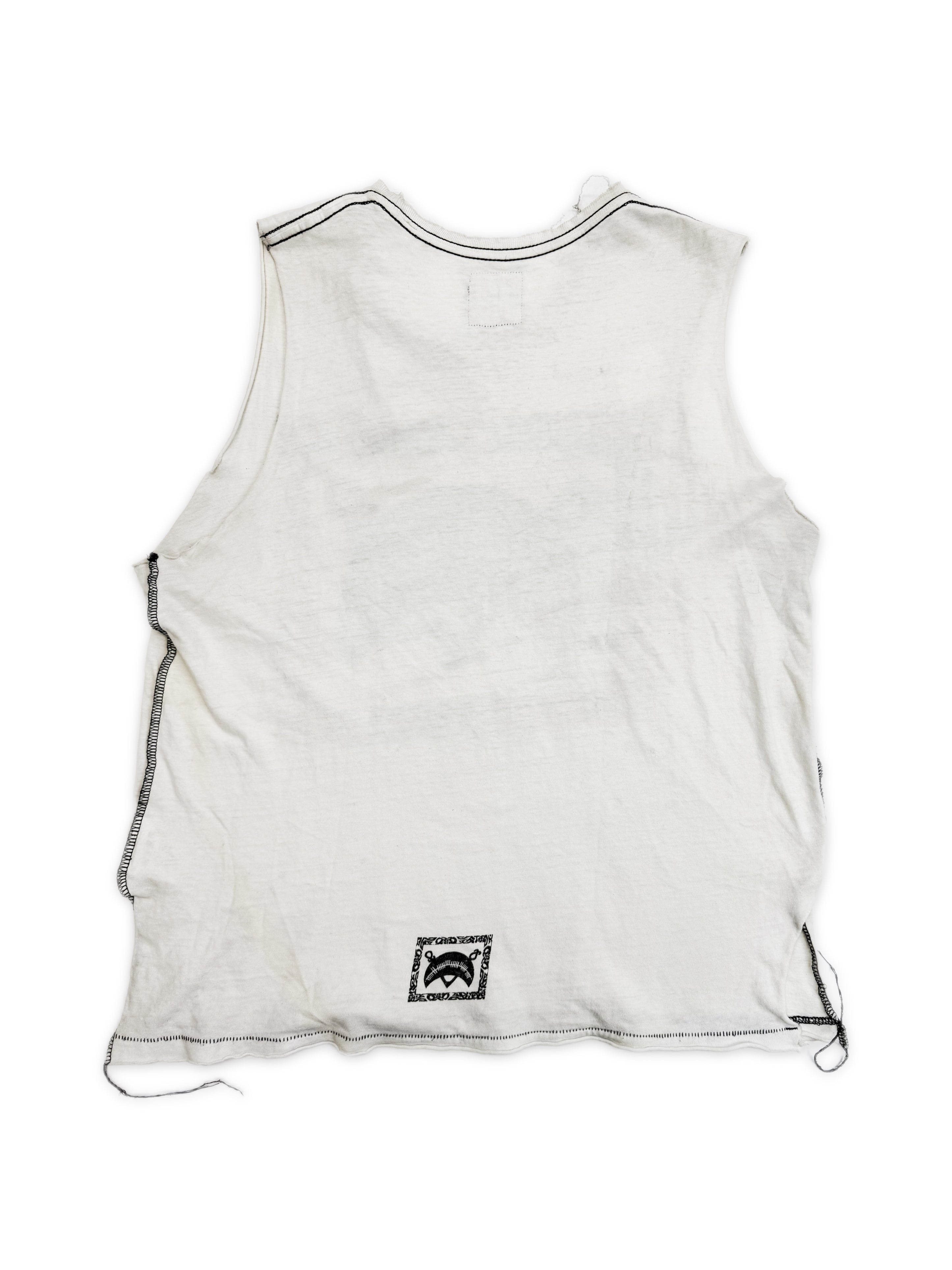 SS03 Undercover ‘Scab’ Giz White Distressed Sleeveless Tank-top