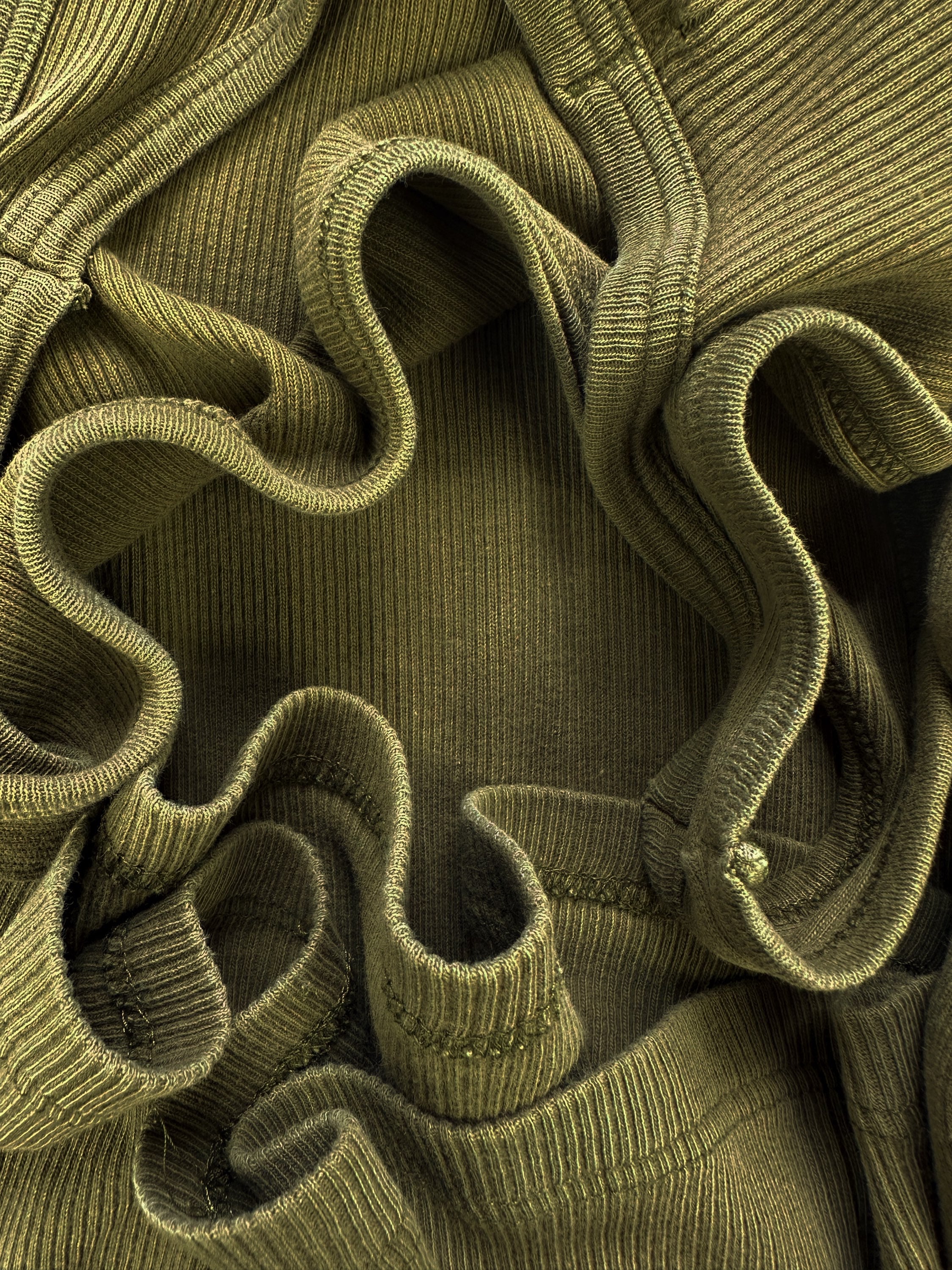 90s Helmut Lang Olive Green Ribbed Wife Beater Tank-top