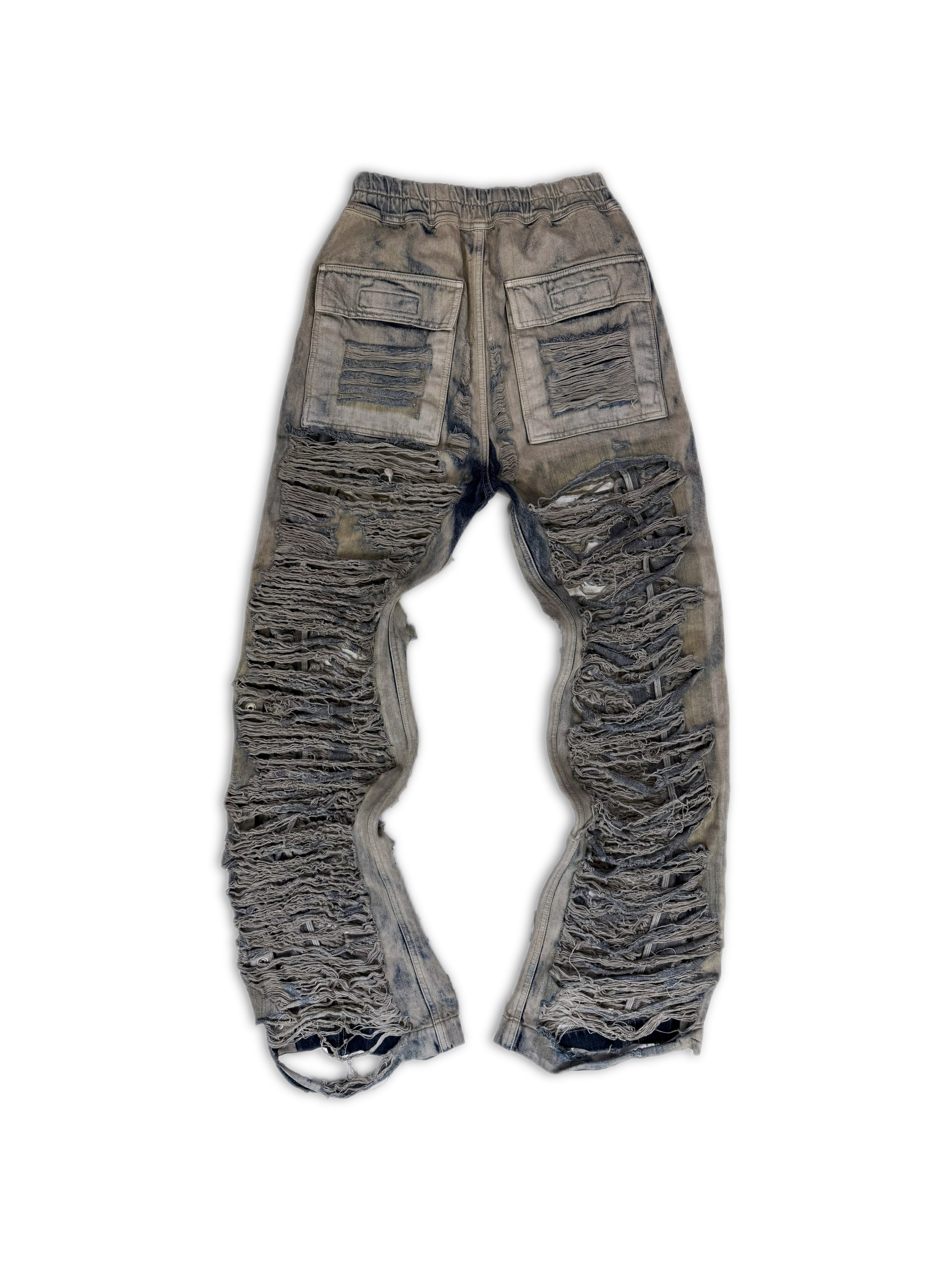 Rick Owens DRKSHDW ‘Slashed’ Distressed Mineral Pusher Pants