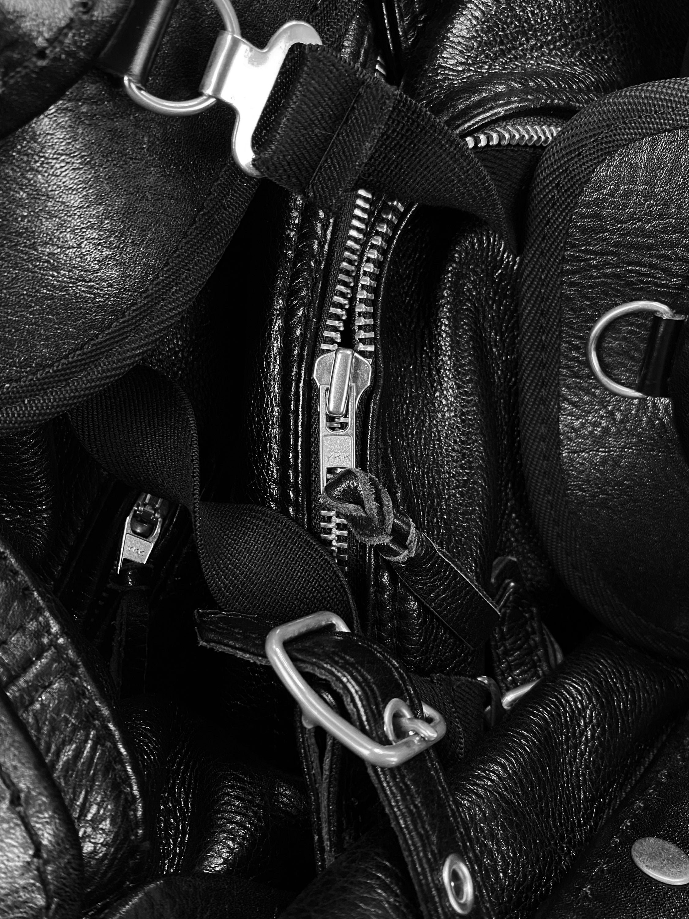 00s Kadoya ‘Battle Suit’ Armoured Black Leather Biker Jacket
