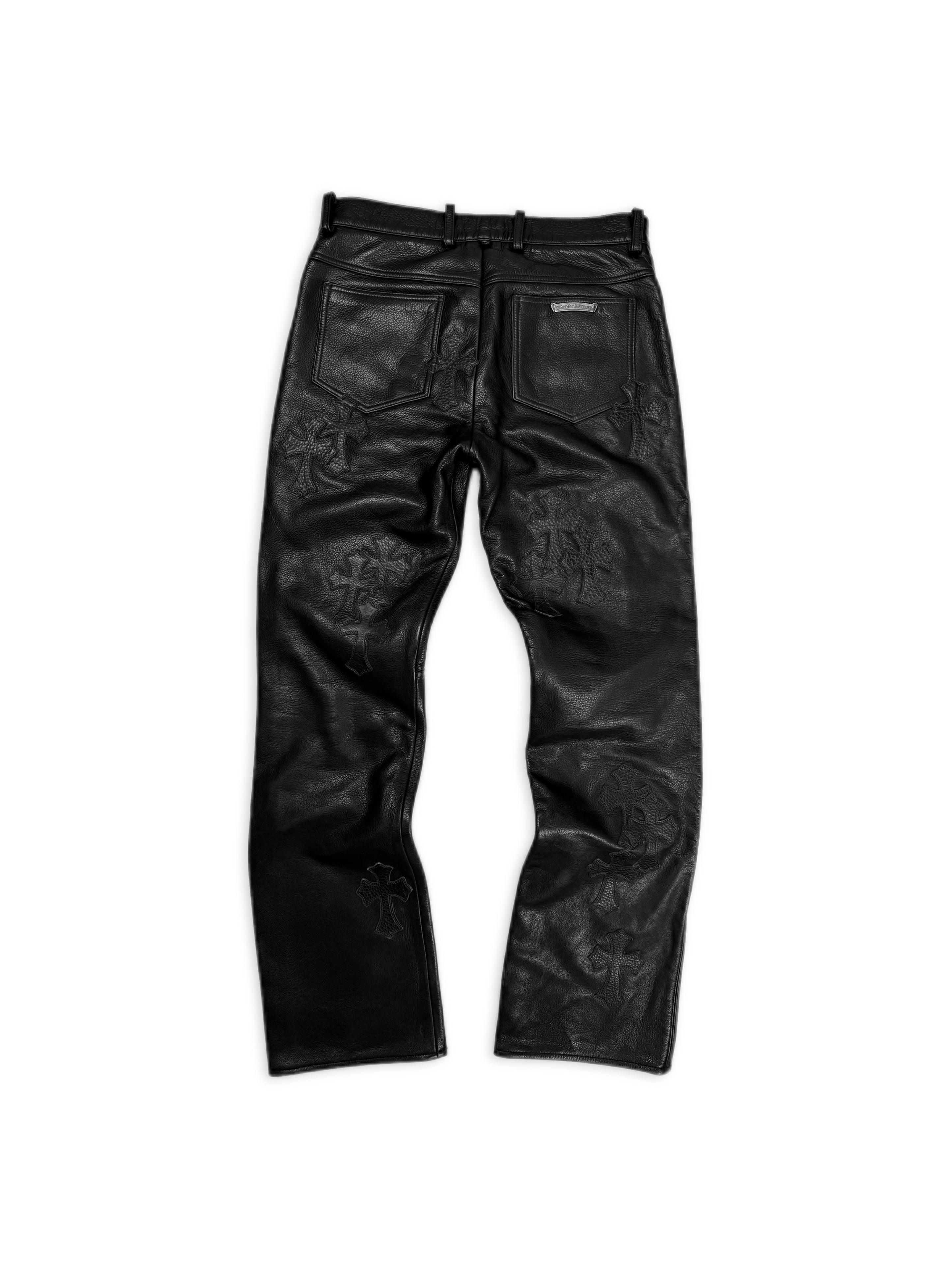 Chrome Hearts 32 Cross Patch Red Patent Leather Fleur Knee Pants