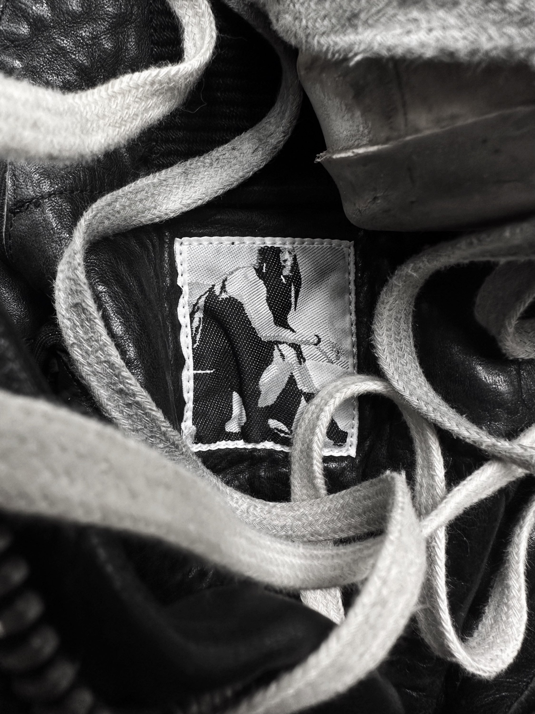 2010s Rick Owens Black Leather ‘Cargobasket’ Hi-top Sneakers