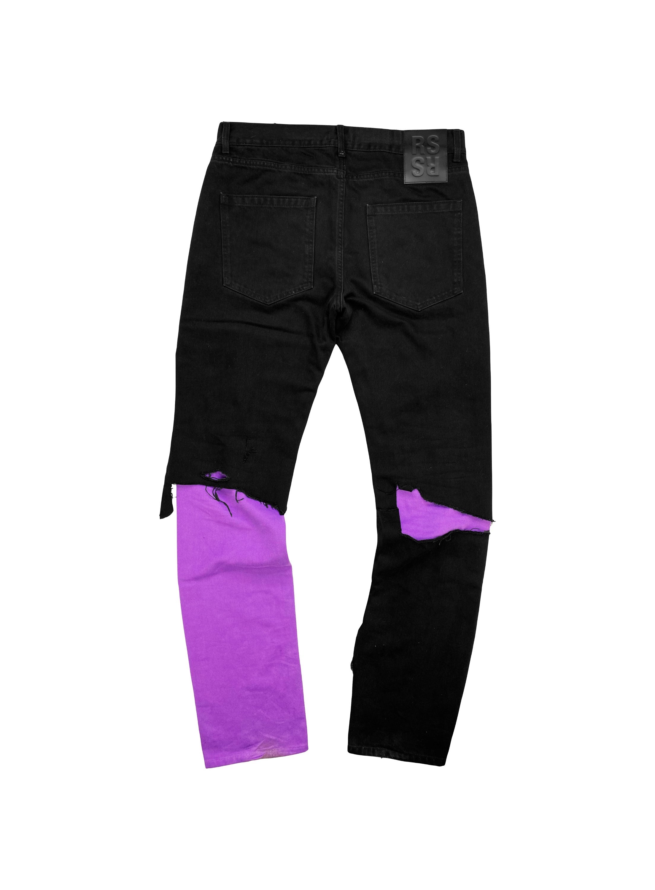 SS20 Raf Simons Double Layered Magenta Thrashed Denim