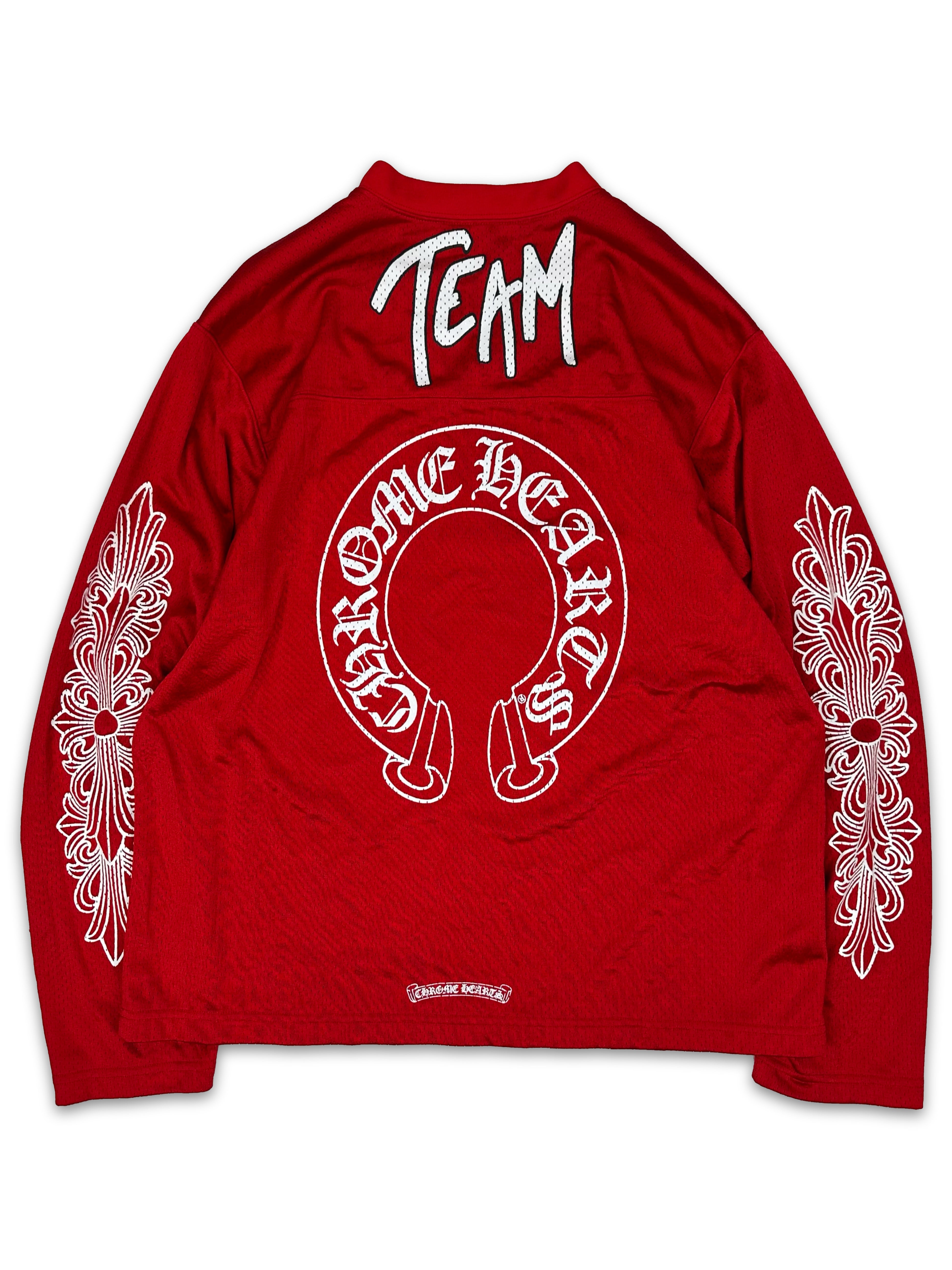 Chrome Hearts x Matty Boy ‘Team’ Red Horseshoe Long Sleeve Jersey
