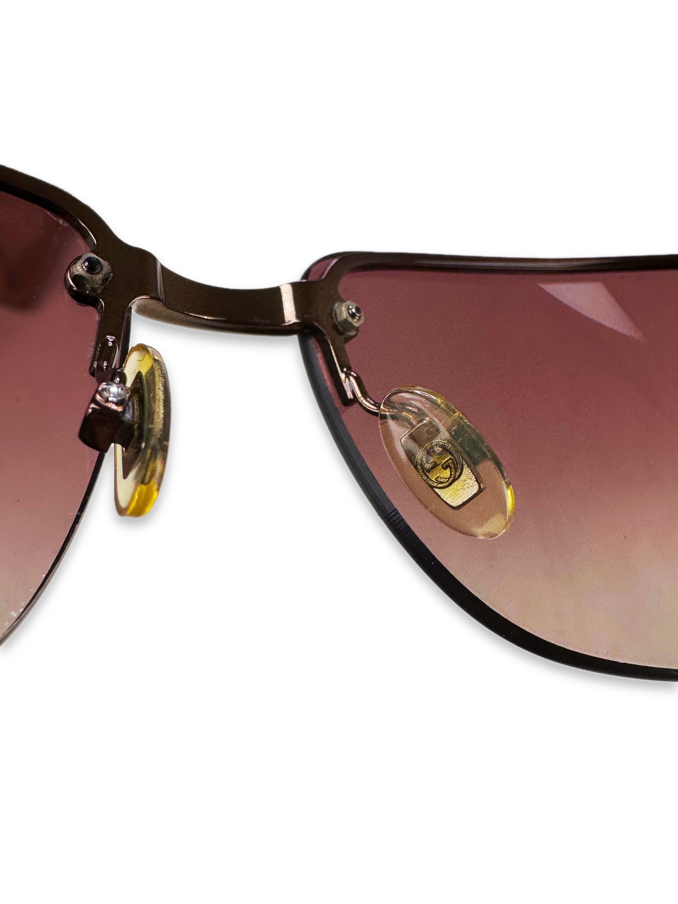 00s Gucci Rose Tint Rimless Boxy Sunglasses