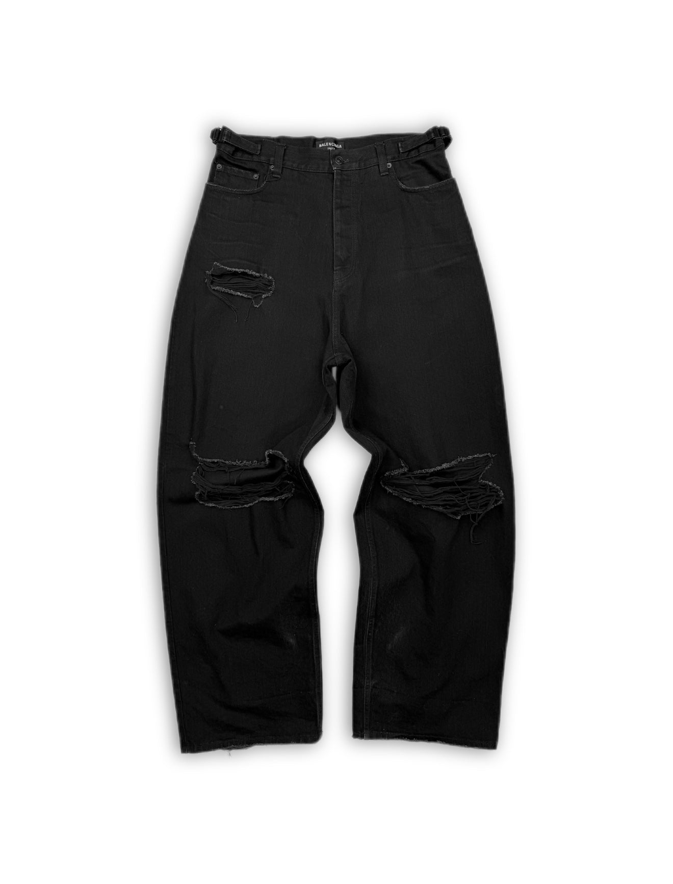 AW21 Balenciaga ‘Skater’ Distressed Black Wash Baggy Denim