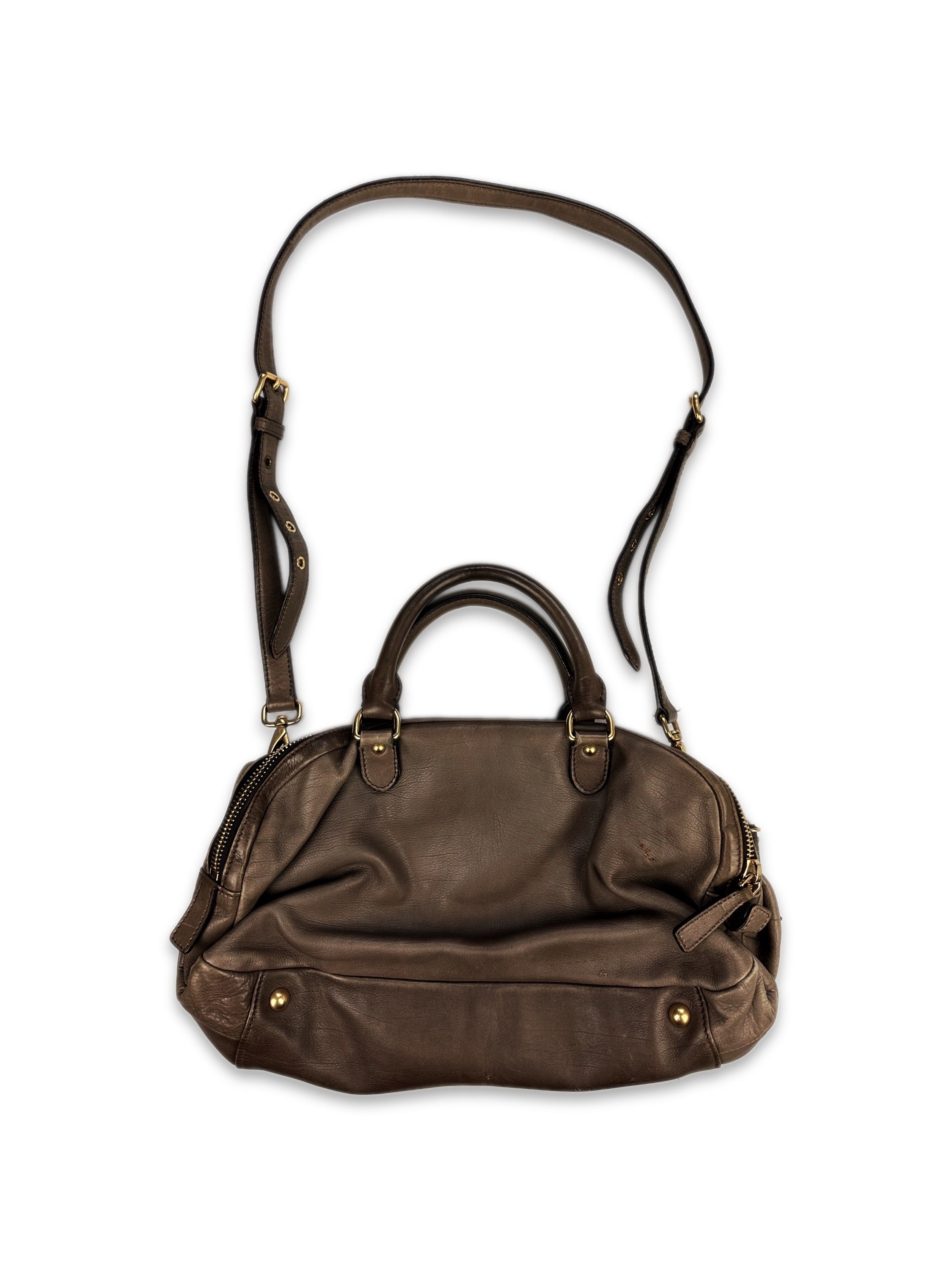 Miu Miu Brown Leather Multi-zip Handbag