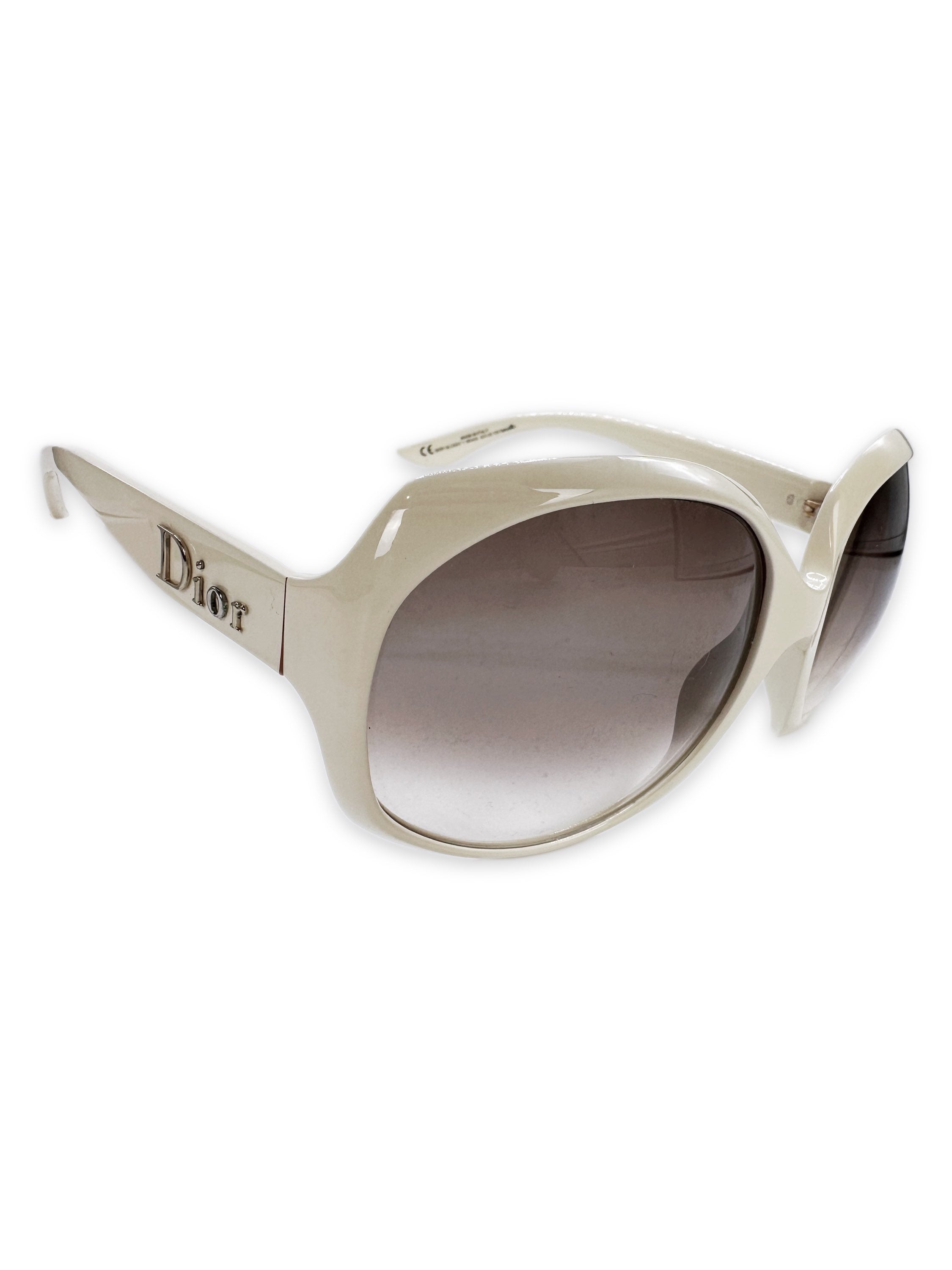 Dior Silver Logo Rounded Frame Gradient Lens Sunglasses
