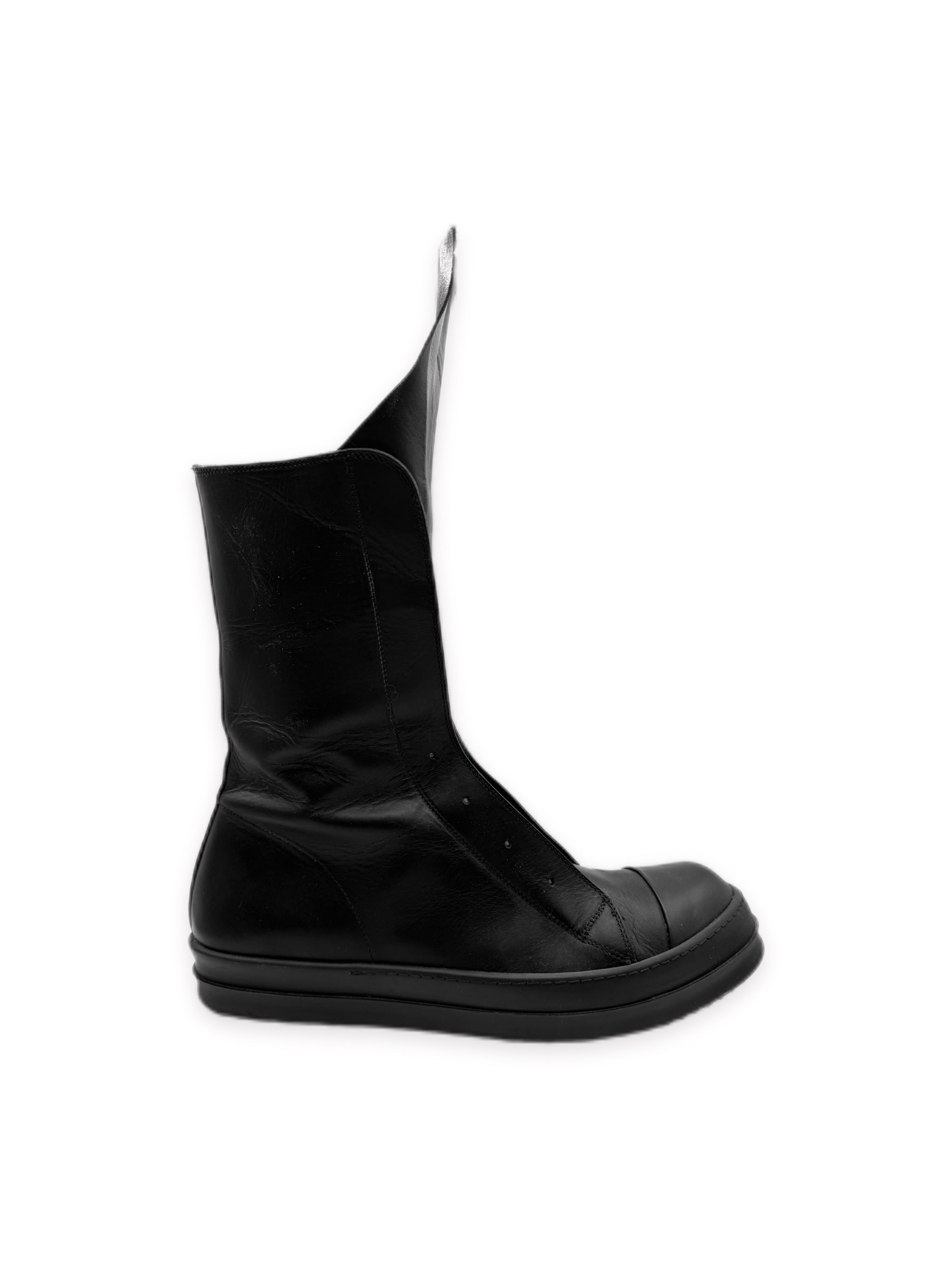Rick Owens Laceless Black Leather Hi-top Ramone Sneakers
