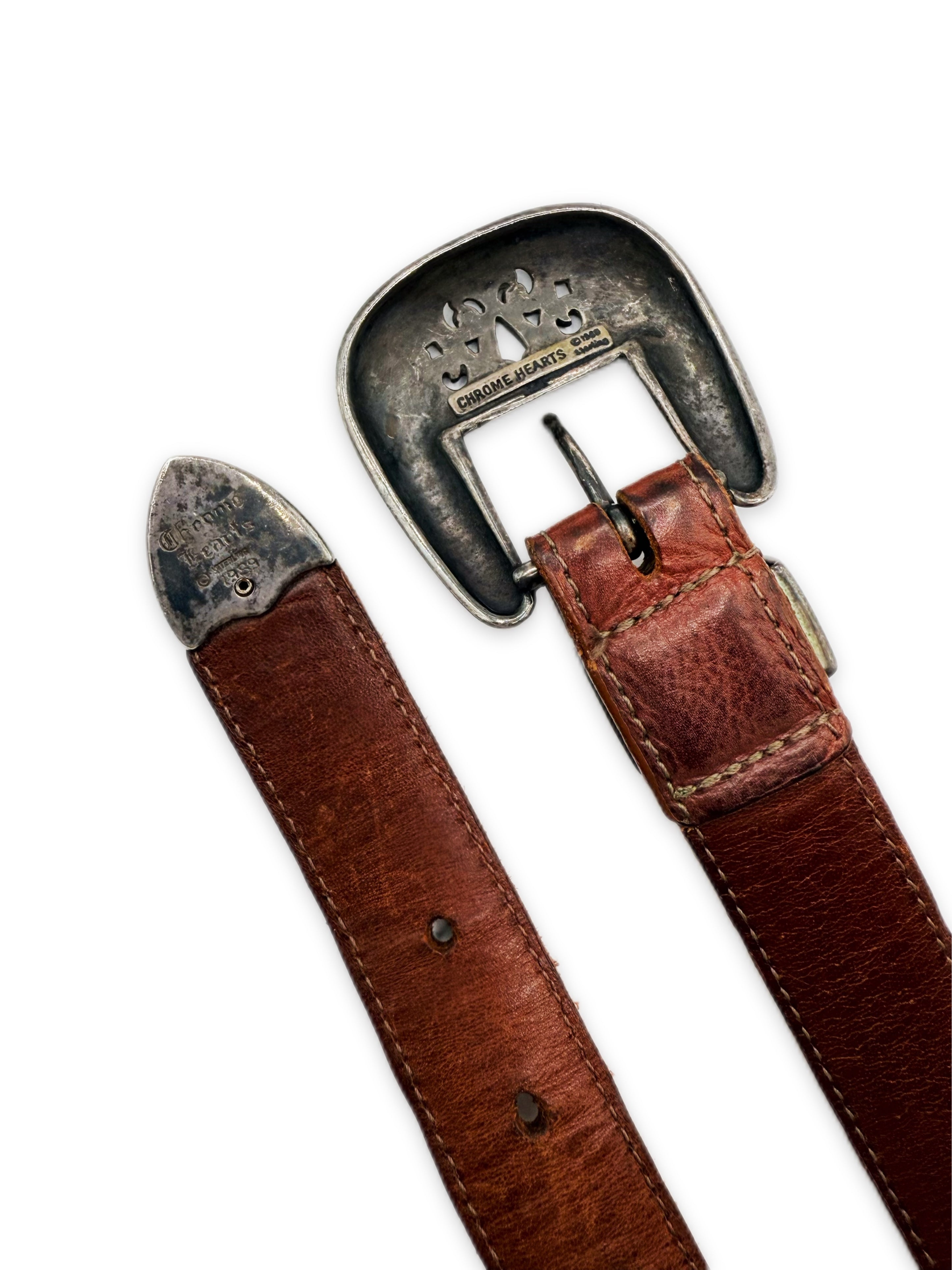 Chrome Hearts 3 Piece Brown Leather 1 in Western Belt