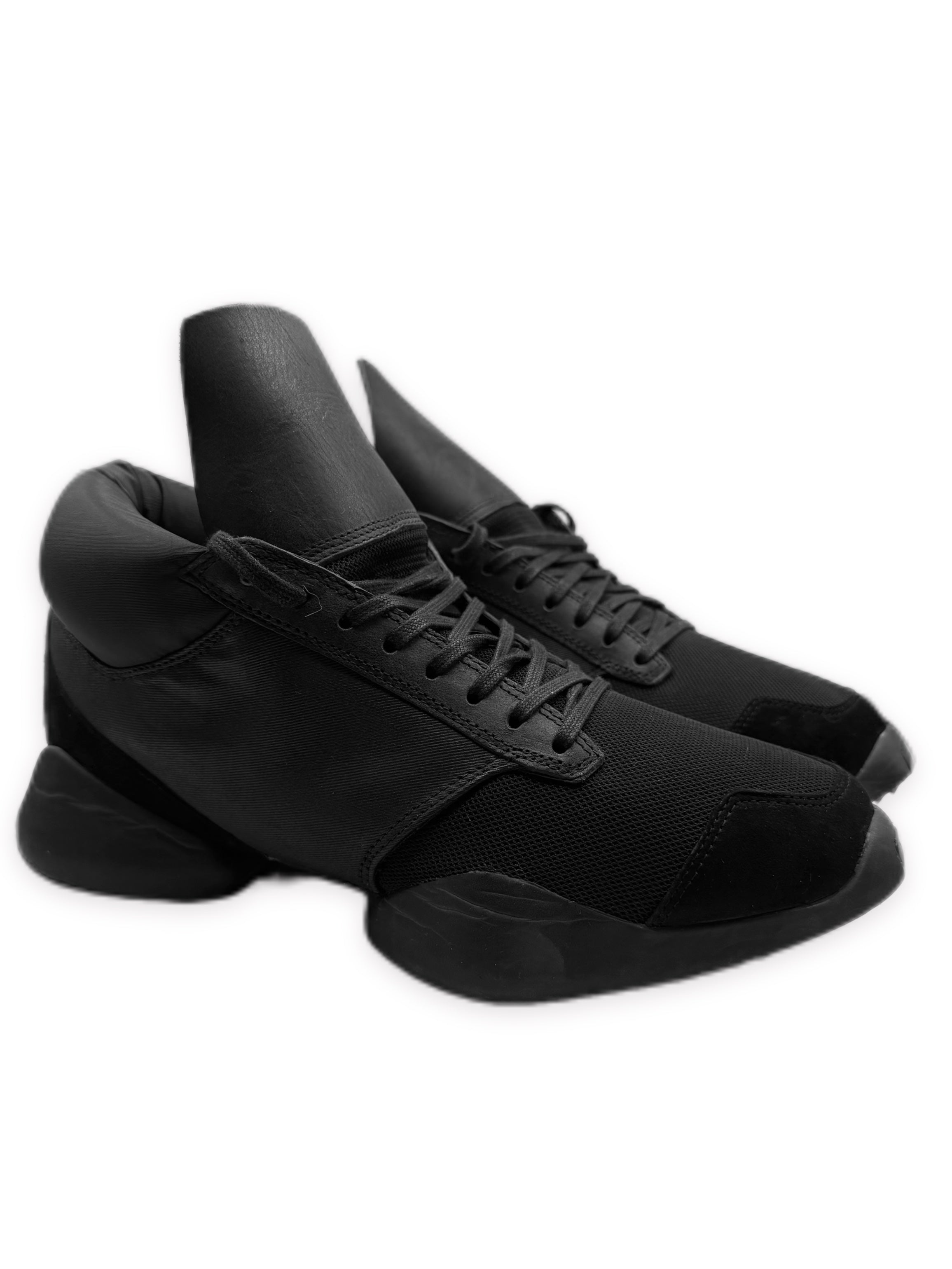 Rick Owens x Adidas Black Tech Runner Sneakers