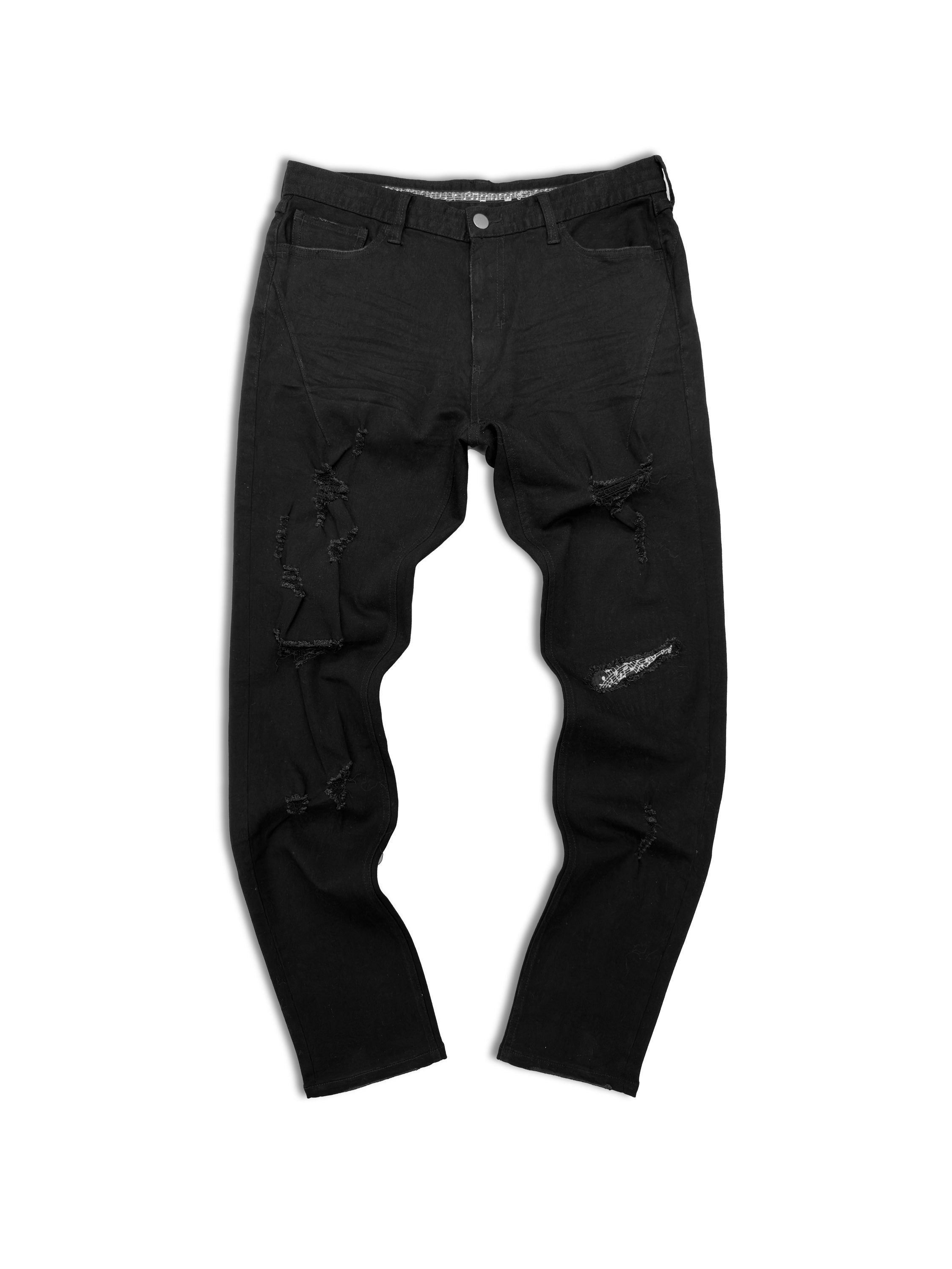 Number (N)ine ‘Music Note’ Patchwork Print Black Denim