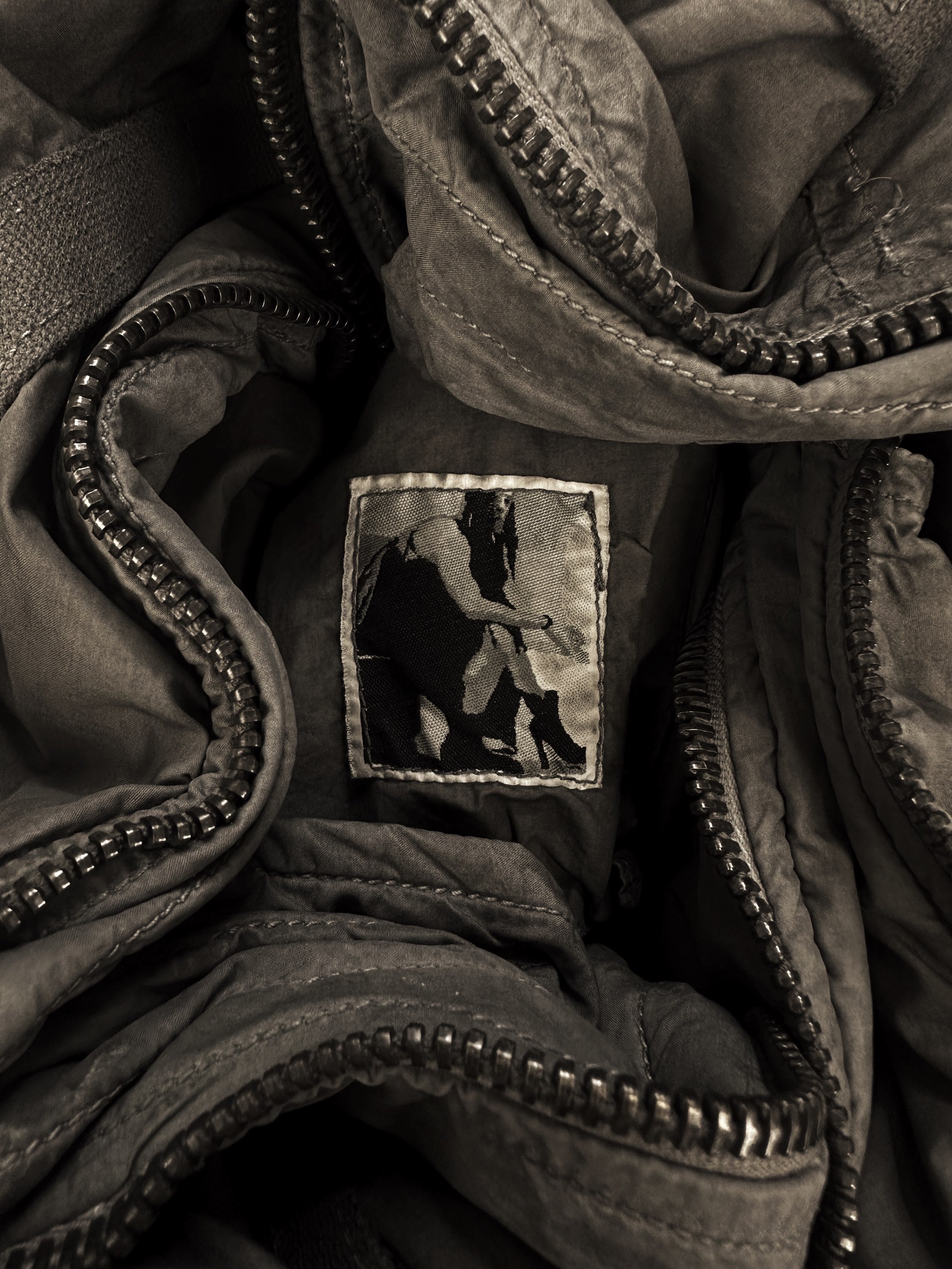 00s Rick Owens ‘Exploder’ Sling Split Hood Dust Trench Coat