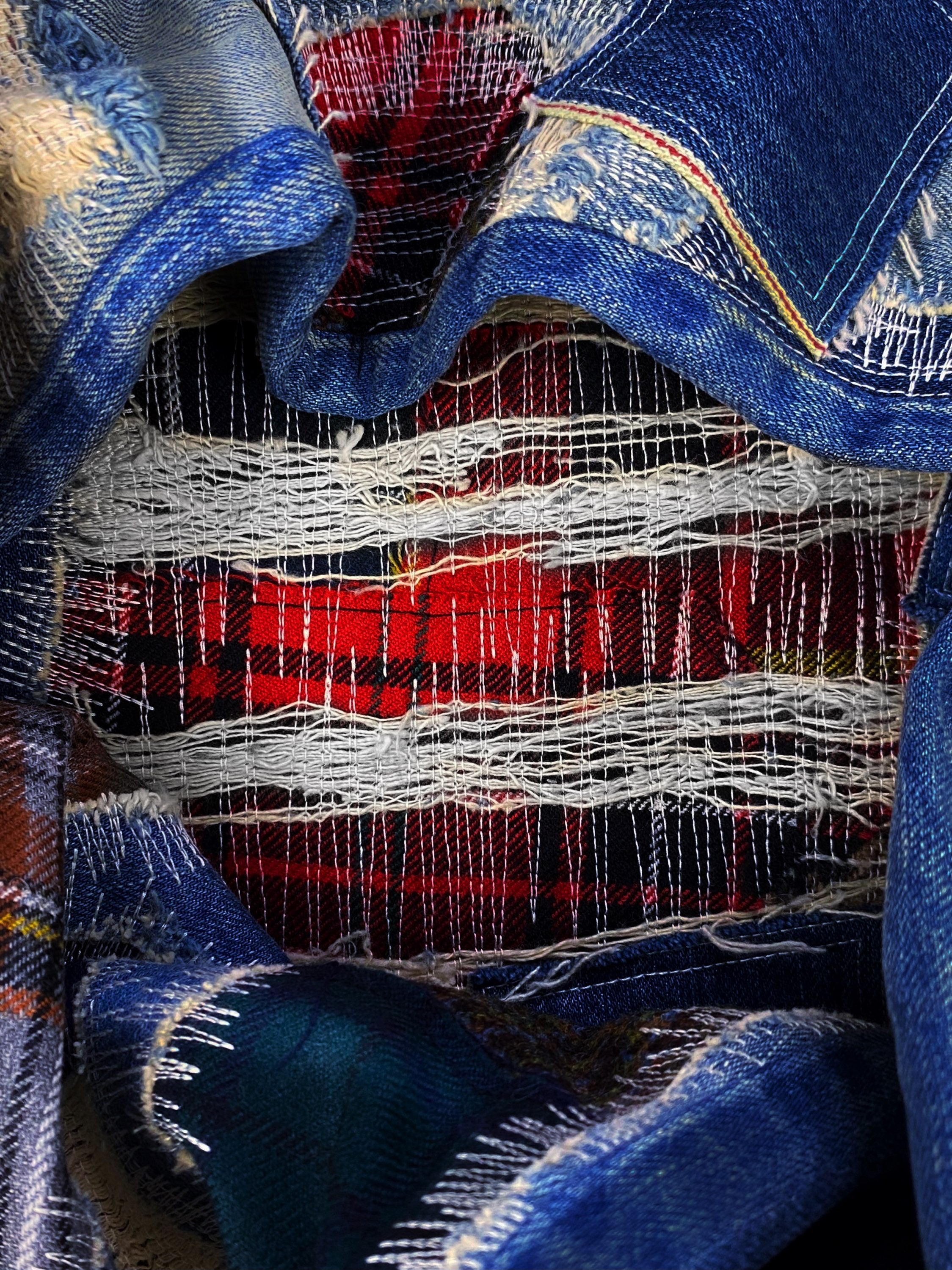 SS18 Junya Watanabe ‘Patchwork’ Multi-Stitch Wide Cut Denim