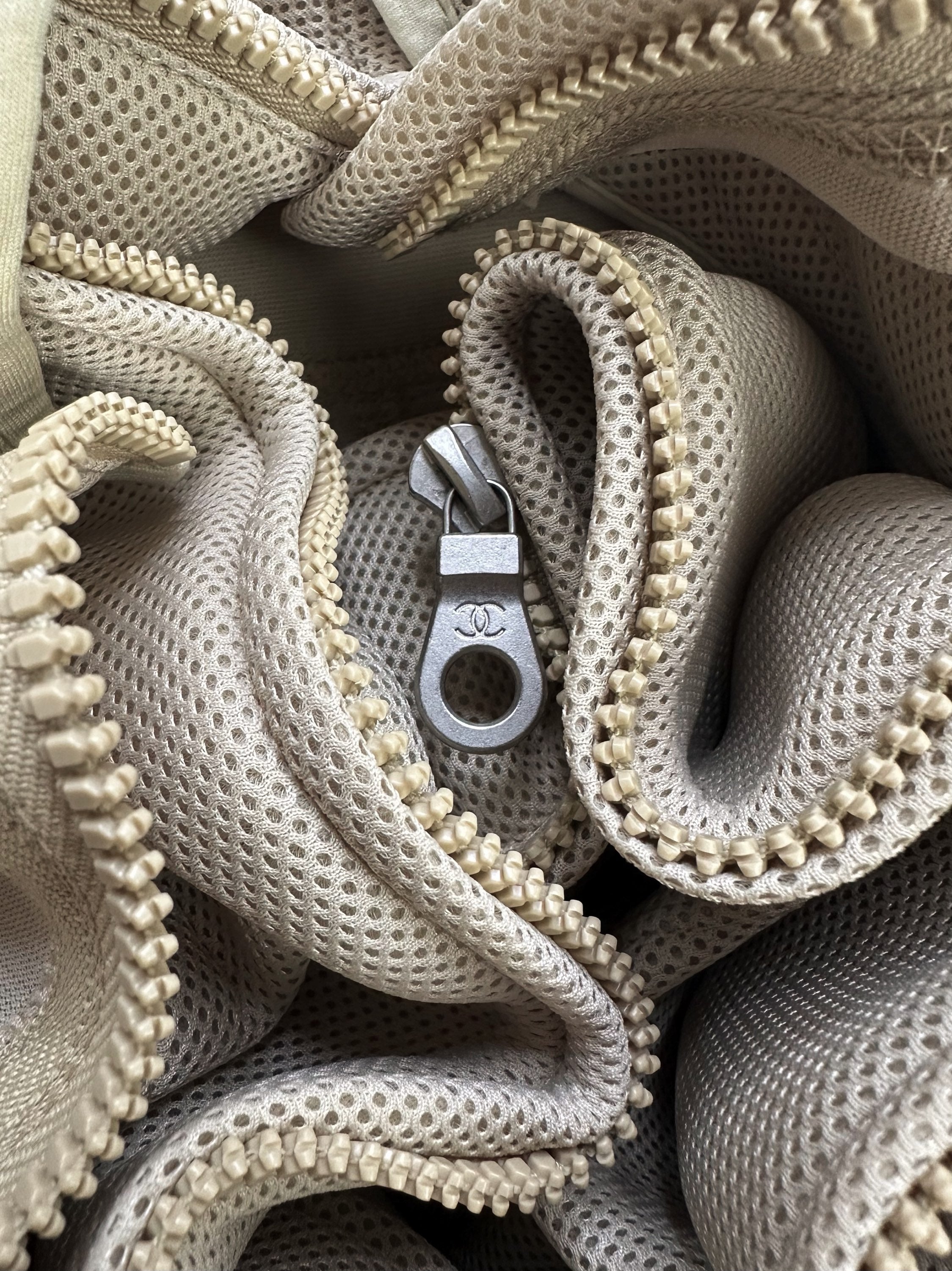 SS03 Chanel Identification ‘Sport’ Beige Logo Full-zip Mesh Jacket